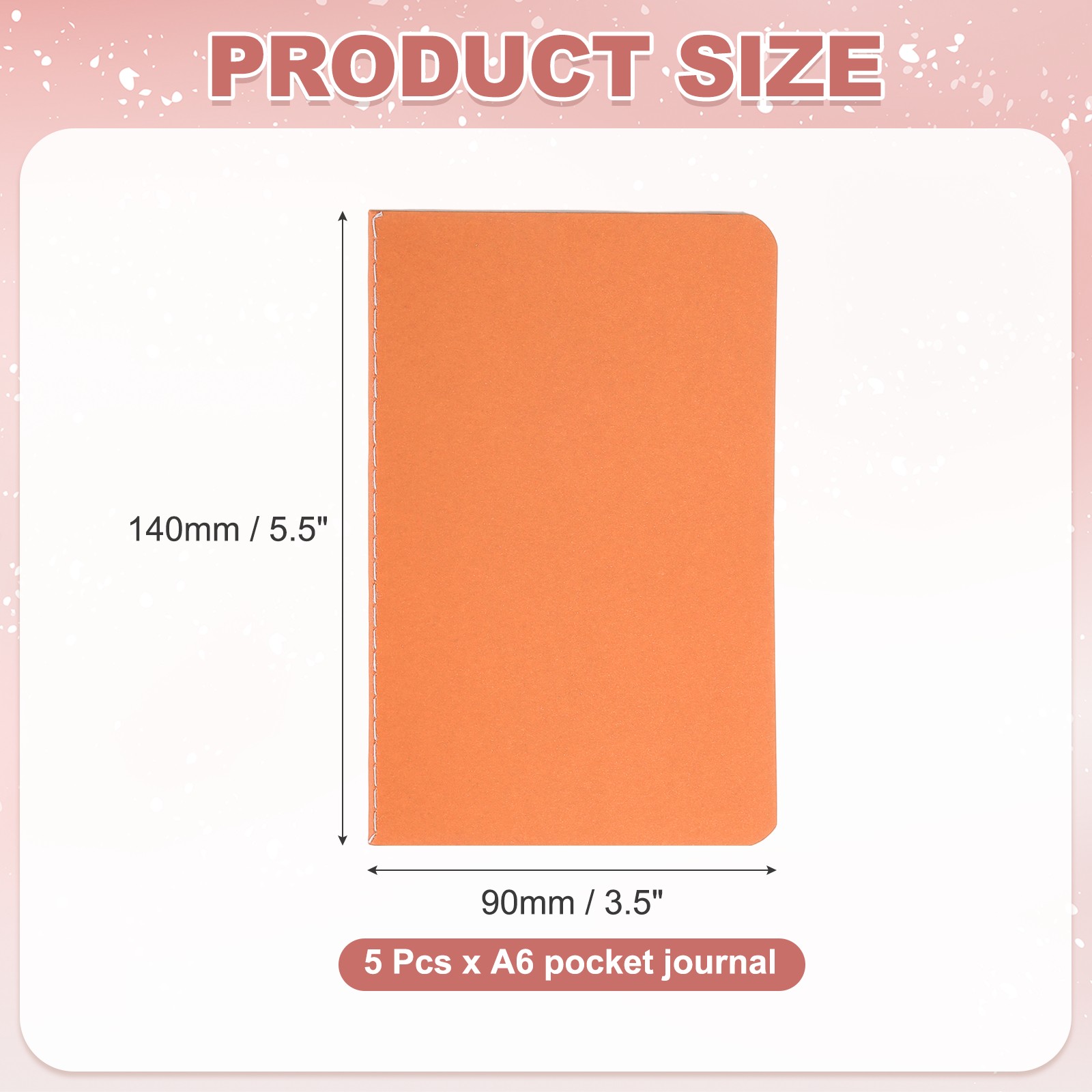 5 Pack A6 Notebook, A6 Journal Mini Notebook Pocket Kraft,Orange