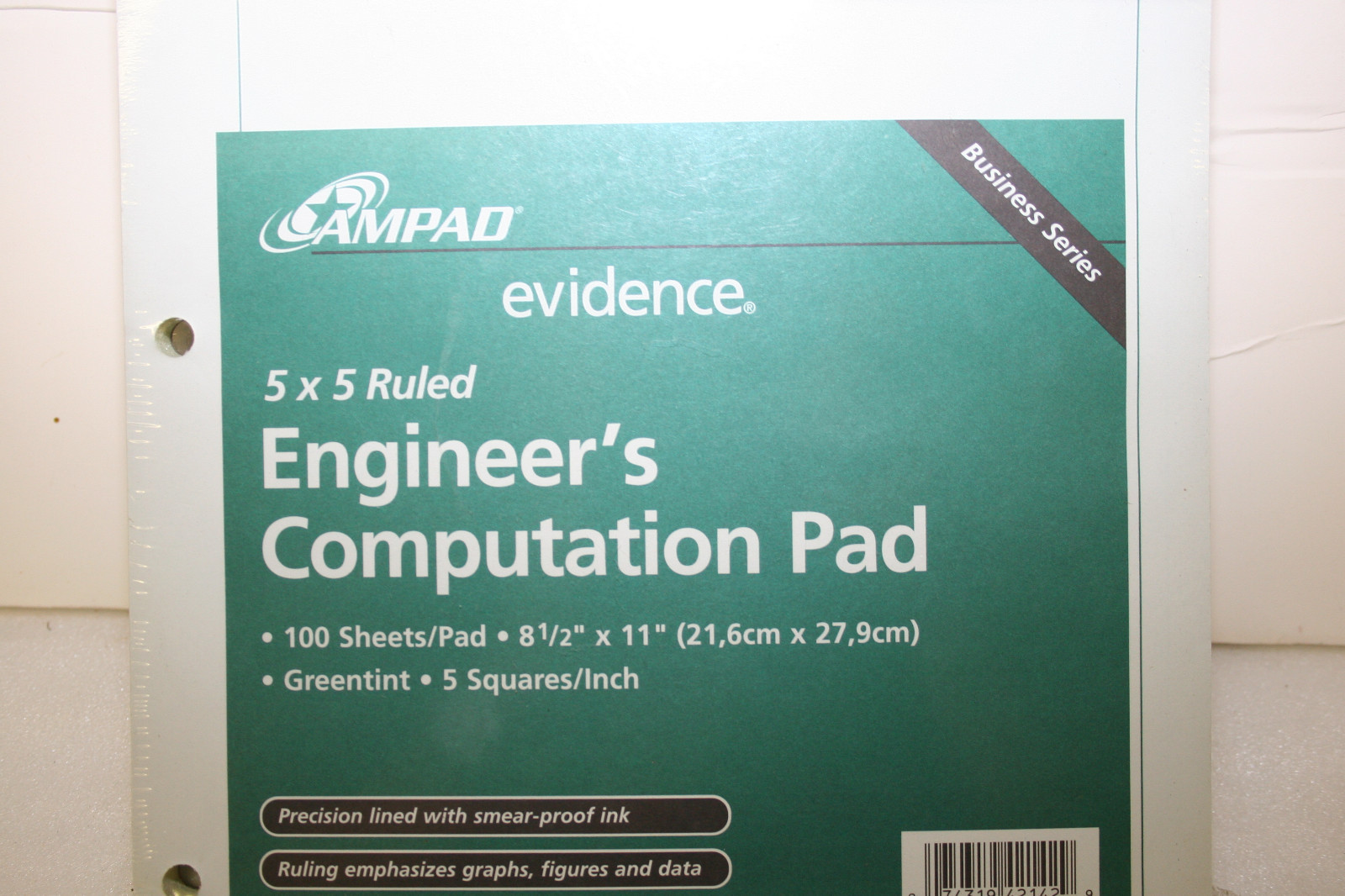 Ampad Computation Pad Green tinted Paper 8.5 x 11 5 x 5 Rule 3-Hole Punch 2 pads
