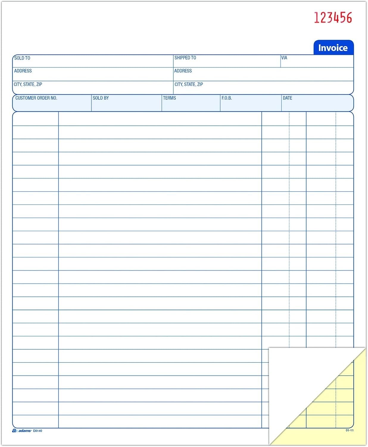 Invoice Book, 8-3/8 x 10-11/16 Inches, 2-Part, Carbonless, White/Canary, 50 S…