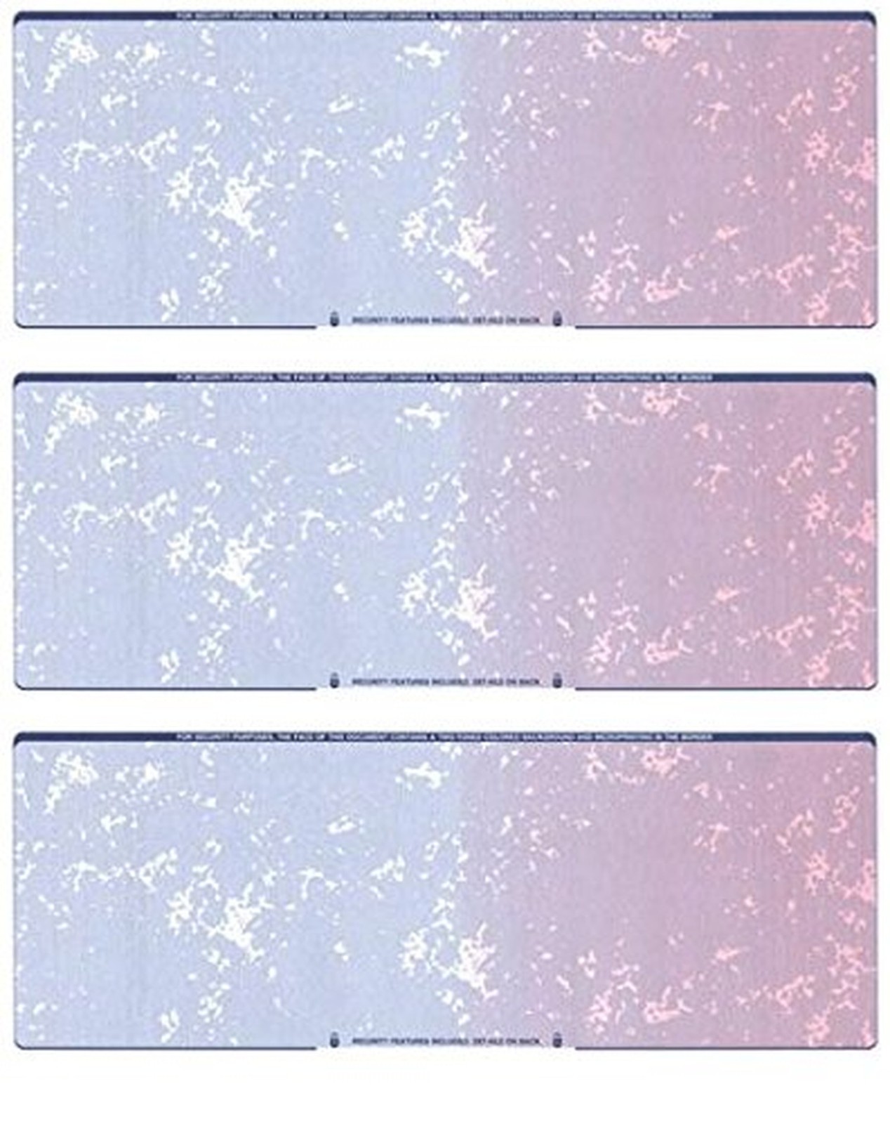 Blank Checks Paper Stock-Computer Checks Prismatic Blue Red-3 Checks On A Pag…