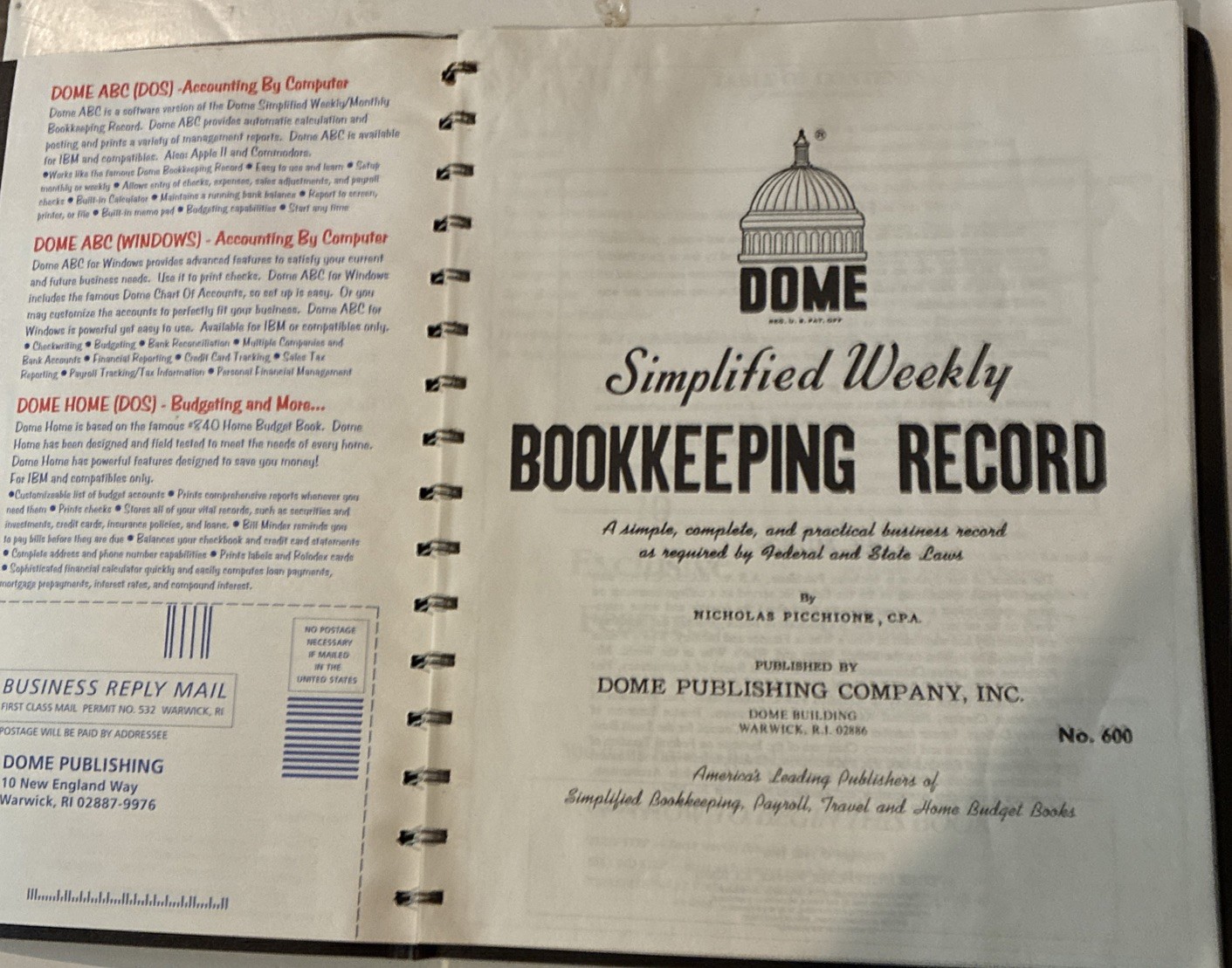 Dome Bookkeeping Record Book (dom-600) New