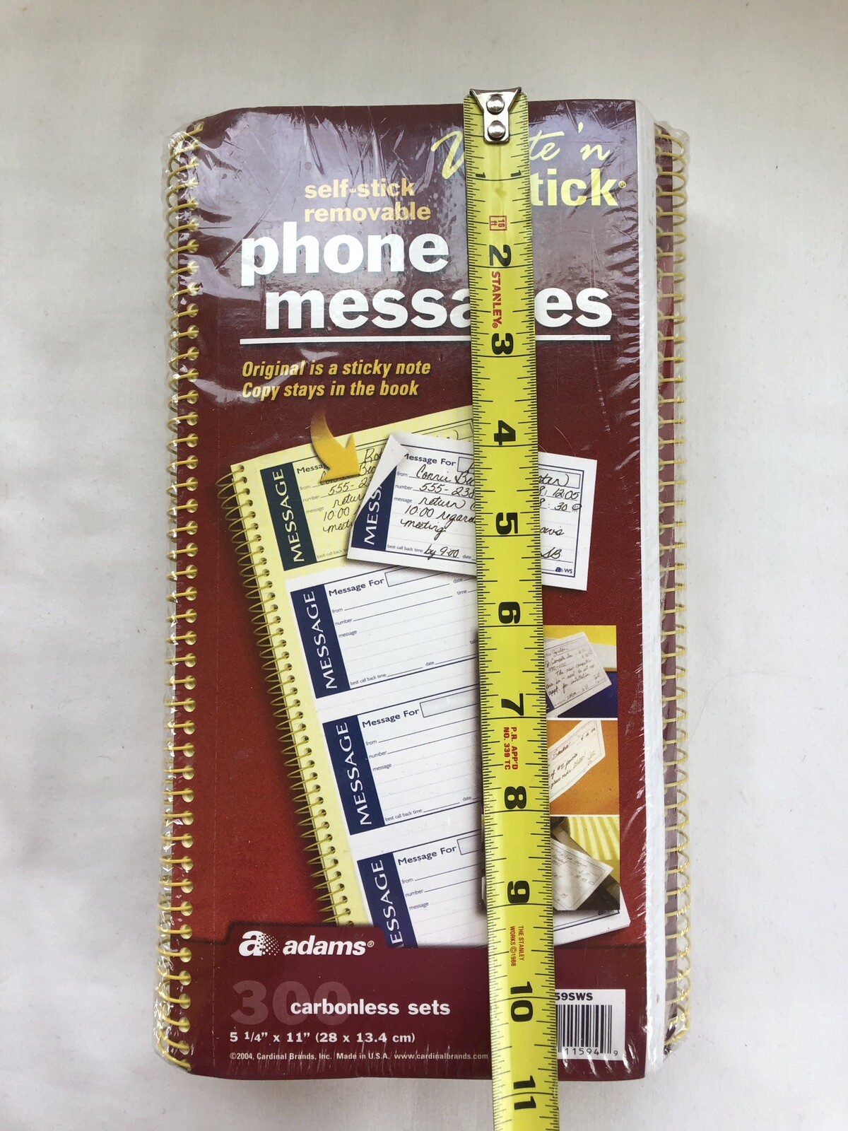 Adams Write N’ Stick Phone Message Book Carbonless 5-1/4″x11″ SC1159SWS – 4 Pack