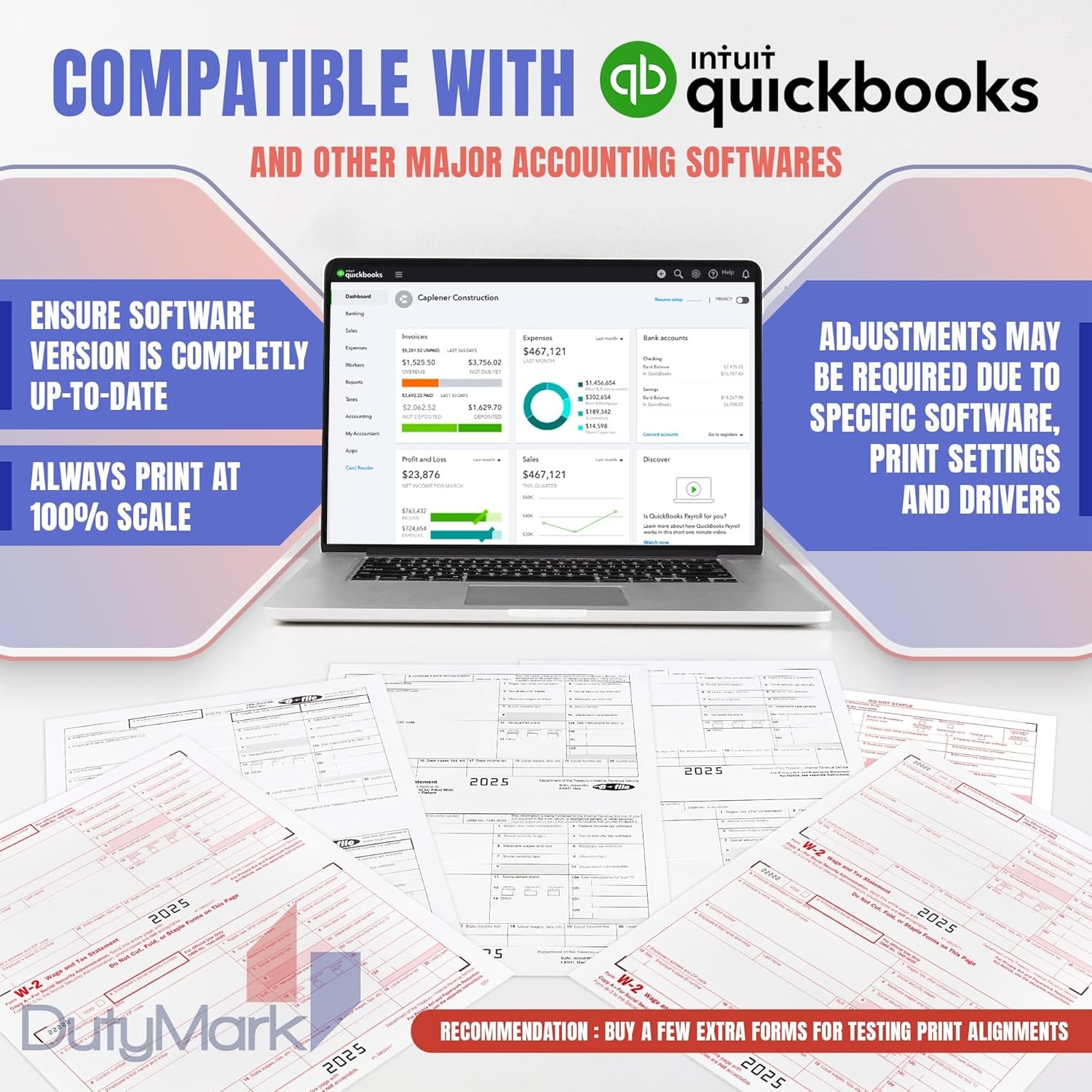 W2 Tax Forms 2025 IRS-Compatible 4 Part for 10 10 With Envelopes