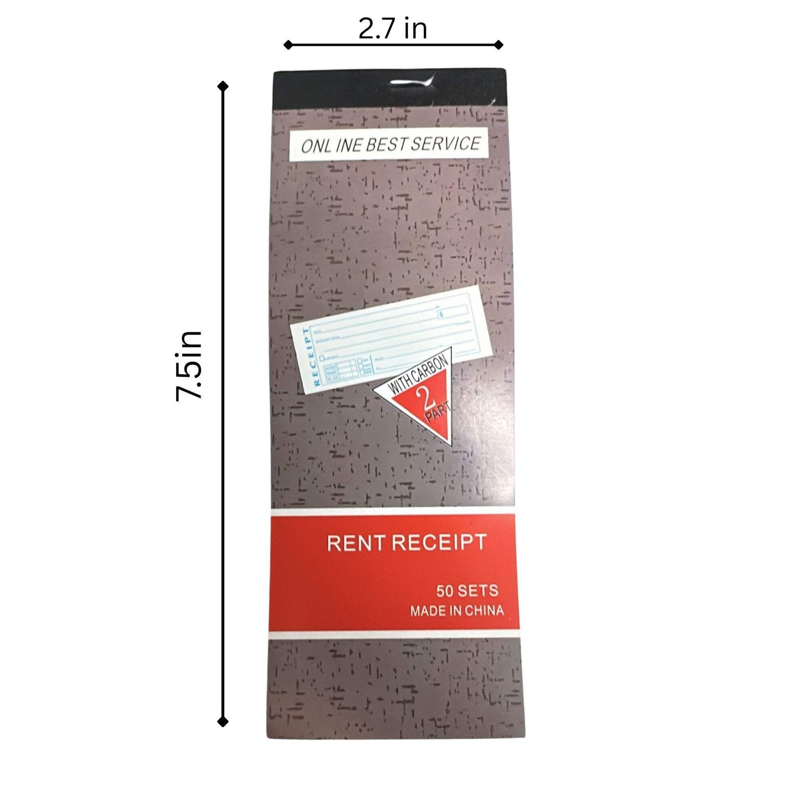 2-Part Carbonless with Log Sheet Rent Receipt Book: 50 Pack