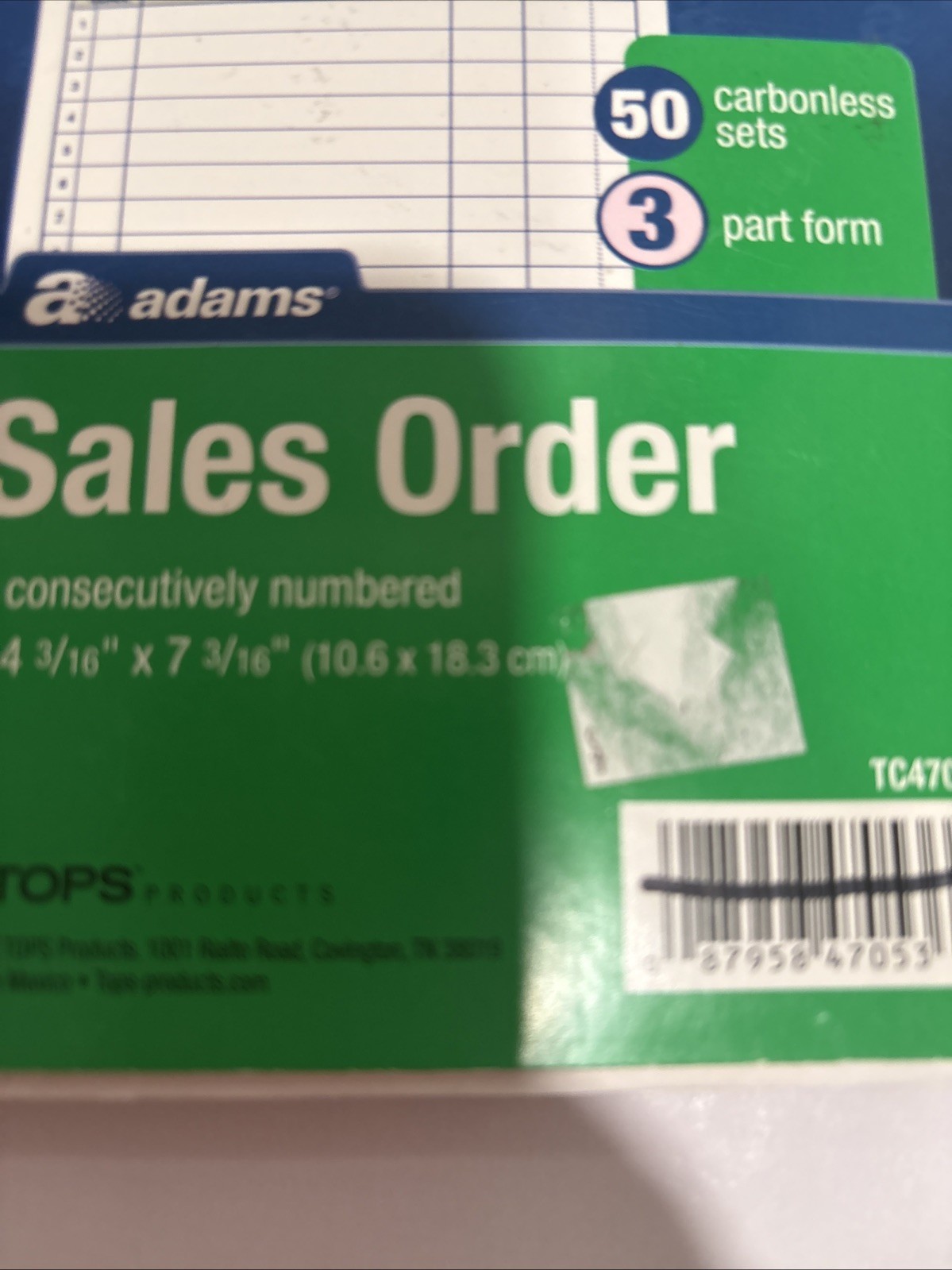 Adams Sales Order Book 2-Part Carbonless White/Canary, Pink 4-3/16 x 7-3/16 “