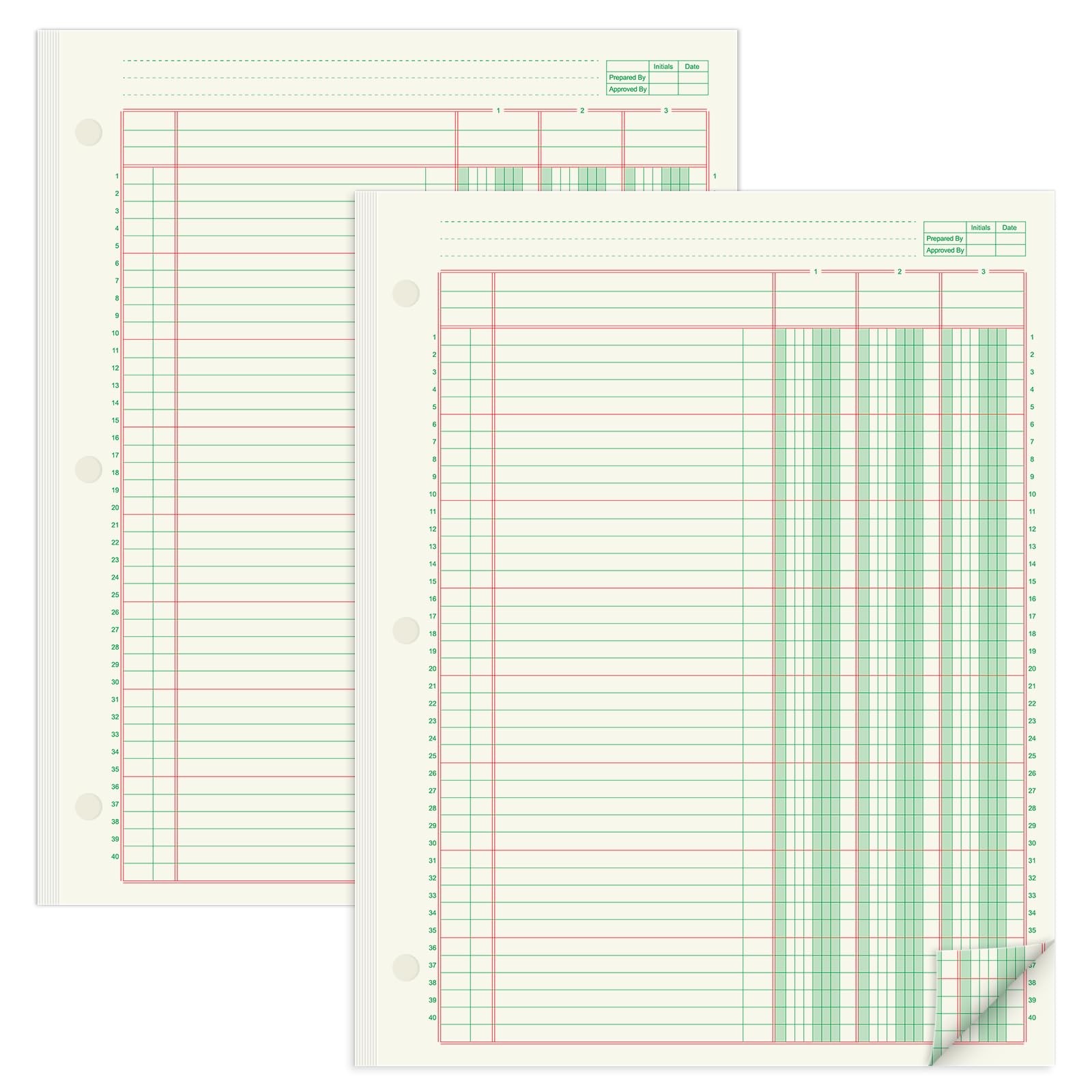 2 Pads 100 Sheets Columnar Analysis Pad 3 Column Ledger 3 Hole Punch Accounti…