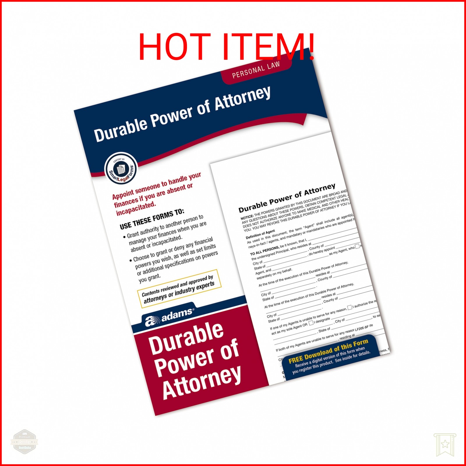 Adams Durable Power of Attorney, Forms and Instructions (LF205), White