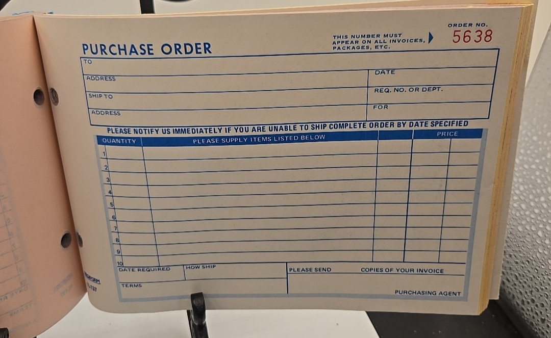 Rediform Purchase Order Book 1L137 3-Part Carbonless 50 Sets Side Punch