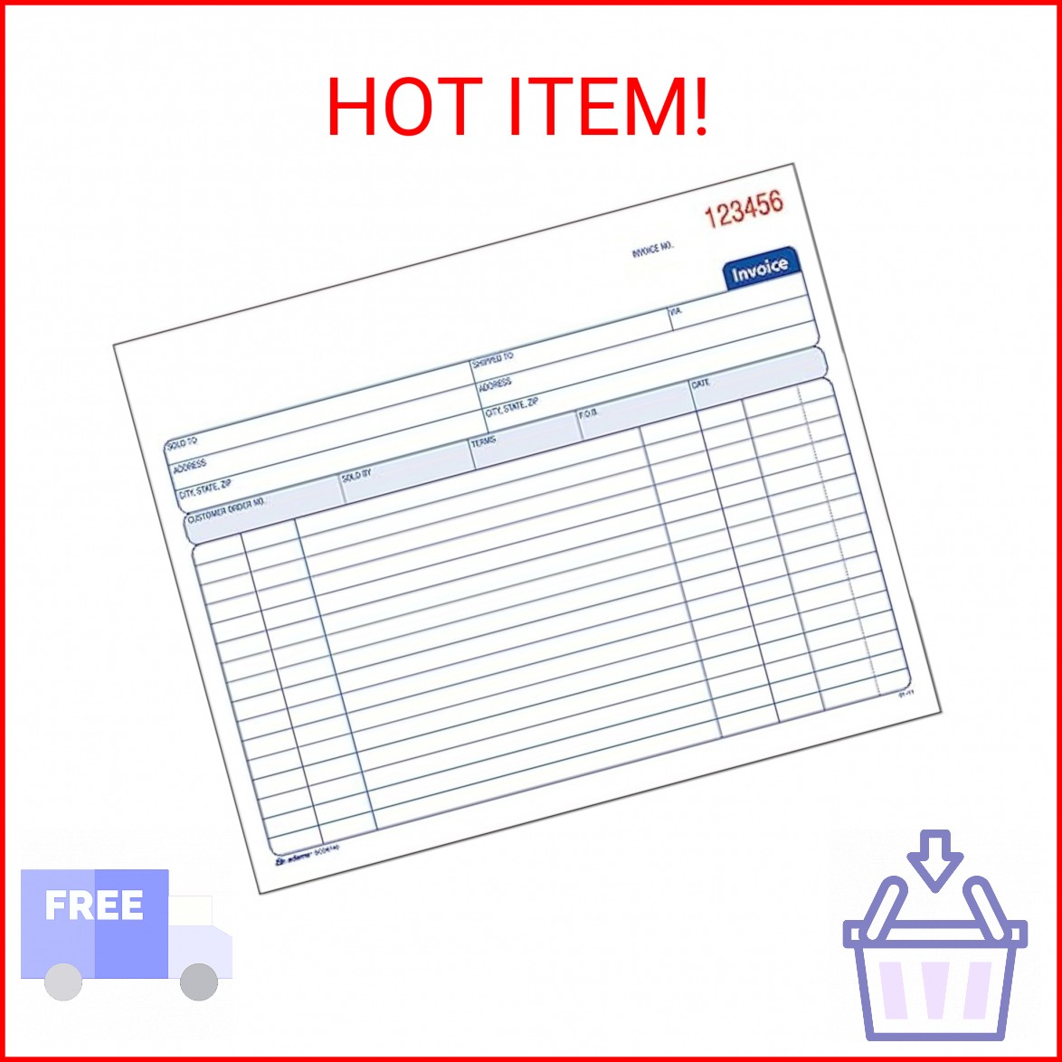 Adams Spiral Invoice Book, 8 1/2 x 7 1/4 Inches, 2-Part, Carbonless, White/Canar