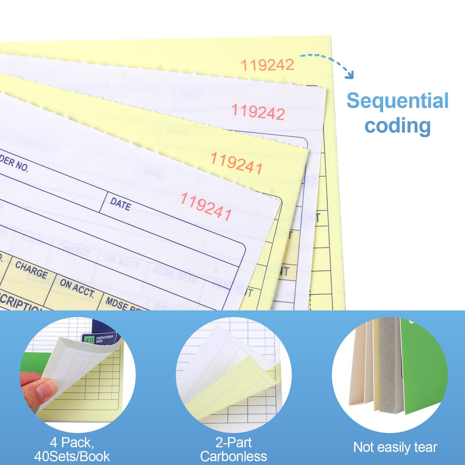 Joyberg 4 Pack Sales Order Book, 4.17inx7.2in Receipt Book with Carbon…