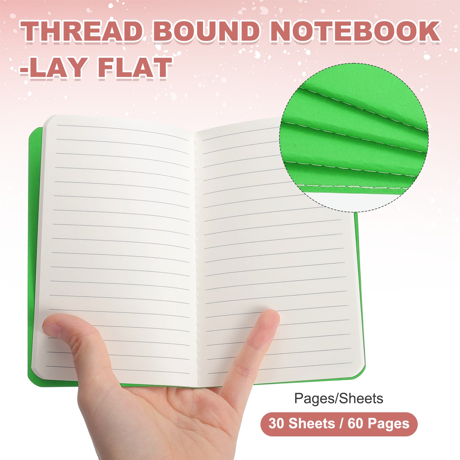 5 Pack A6 Notebook, A6 Journal Mini Notebook Pocket Kraft,Green