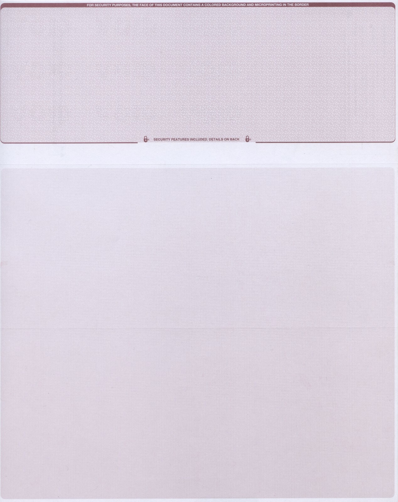 25 Blank Check Stock Paper – Check on Top – Burgundy Diamond