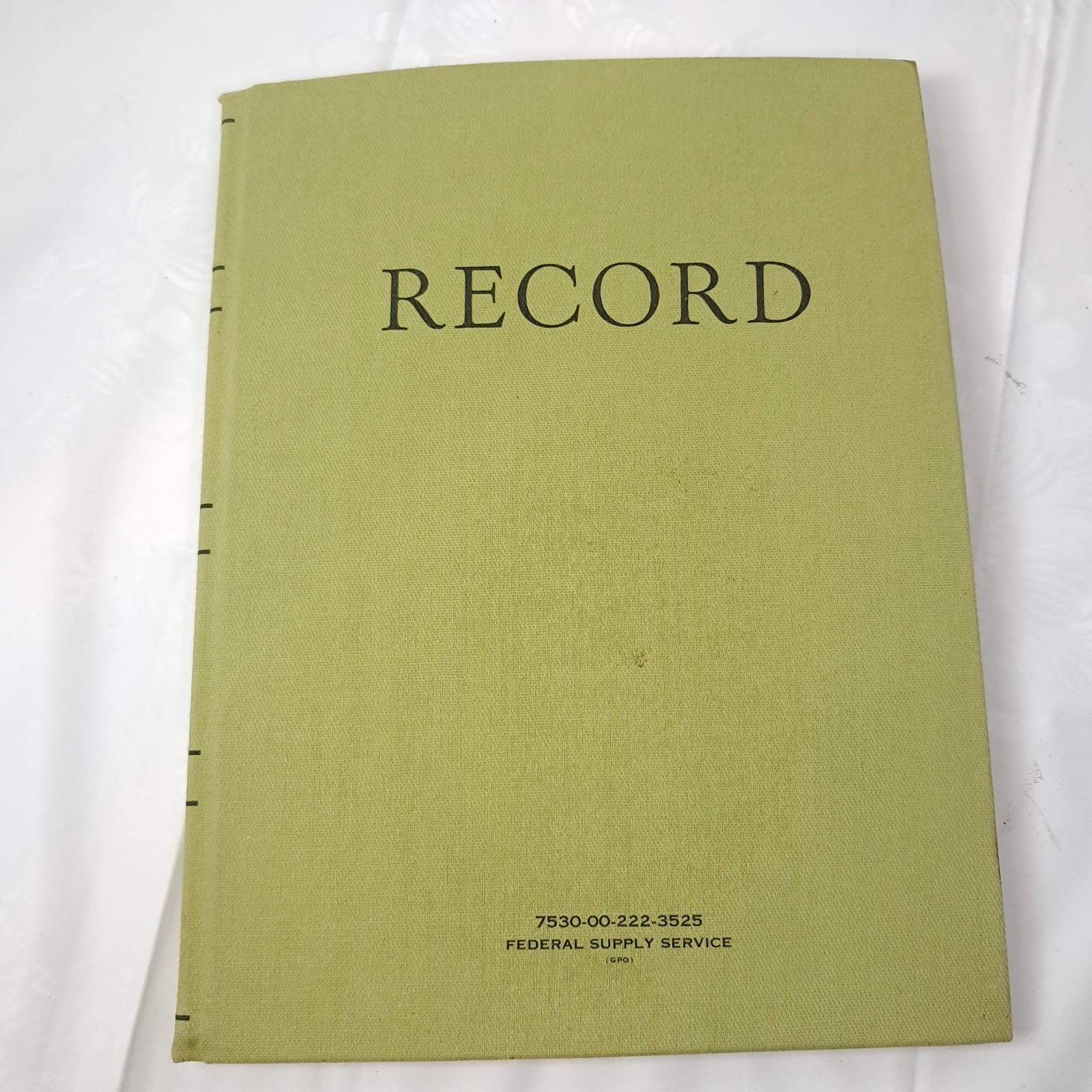 Vintage Federal Supply Service RECORD Log Memorandum Book green notebook lined