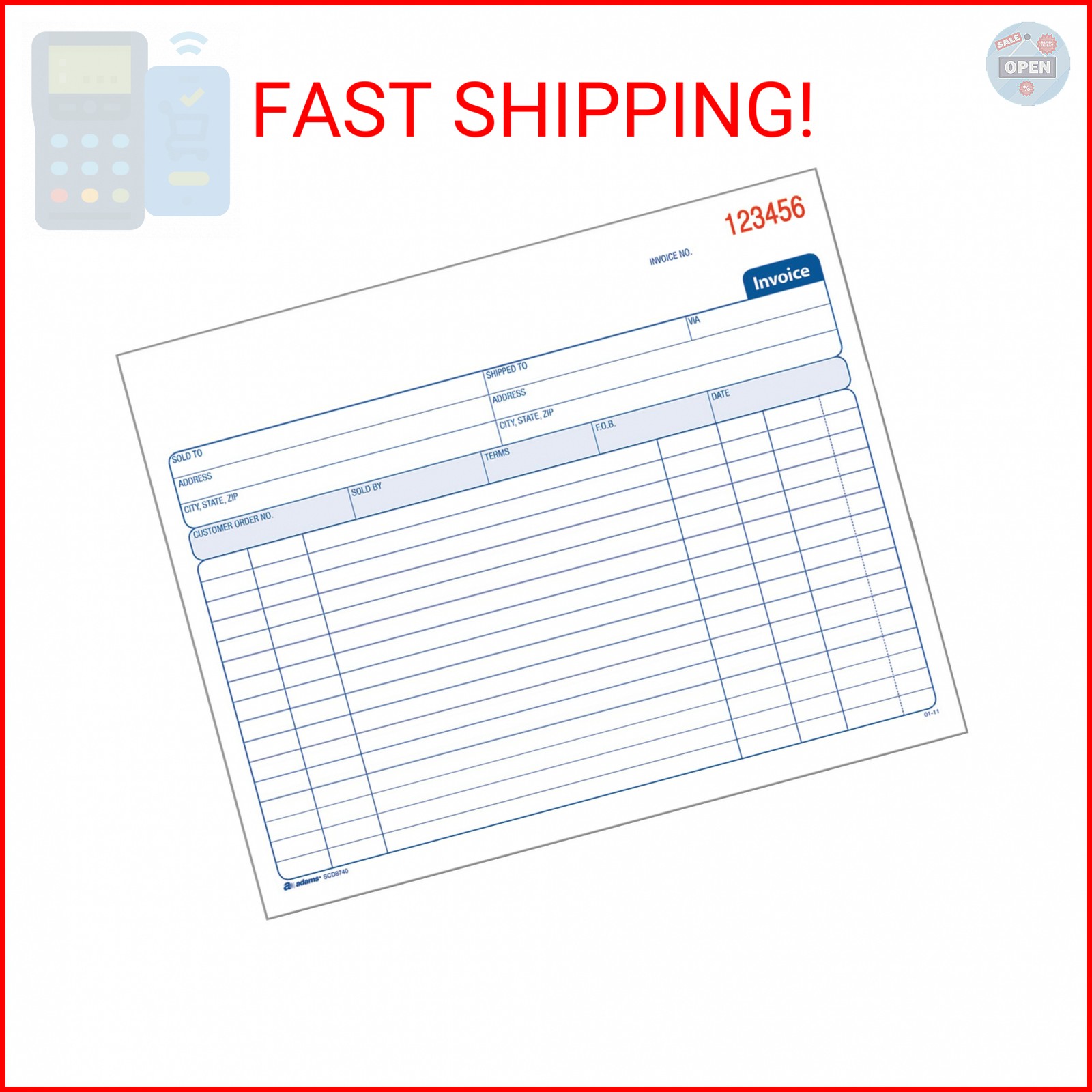 Adams Spiral Invoice Book, 8 1/2 x 7 1/4 Inches, 2-Part, Carbonless, White/Canar