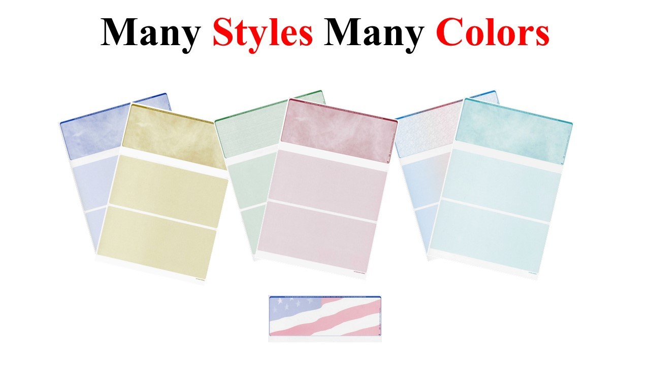 Computer Business Payroll Checks Blank top -Many fancy Styles 2020- QTY 500 NEW