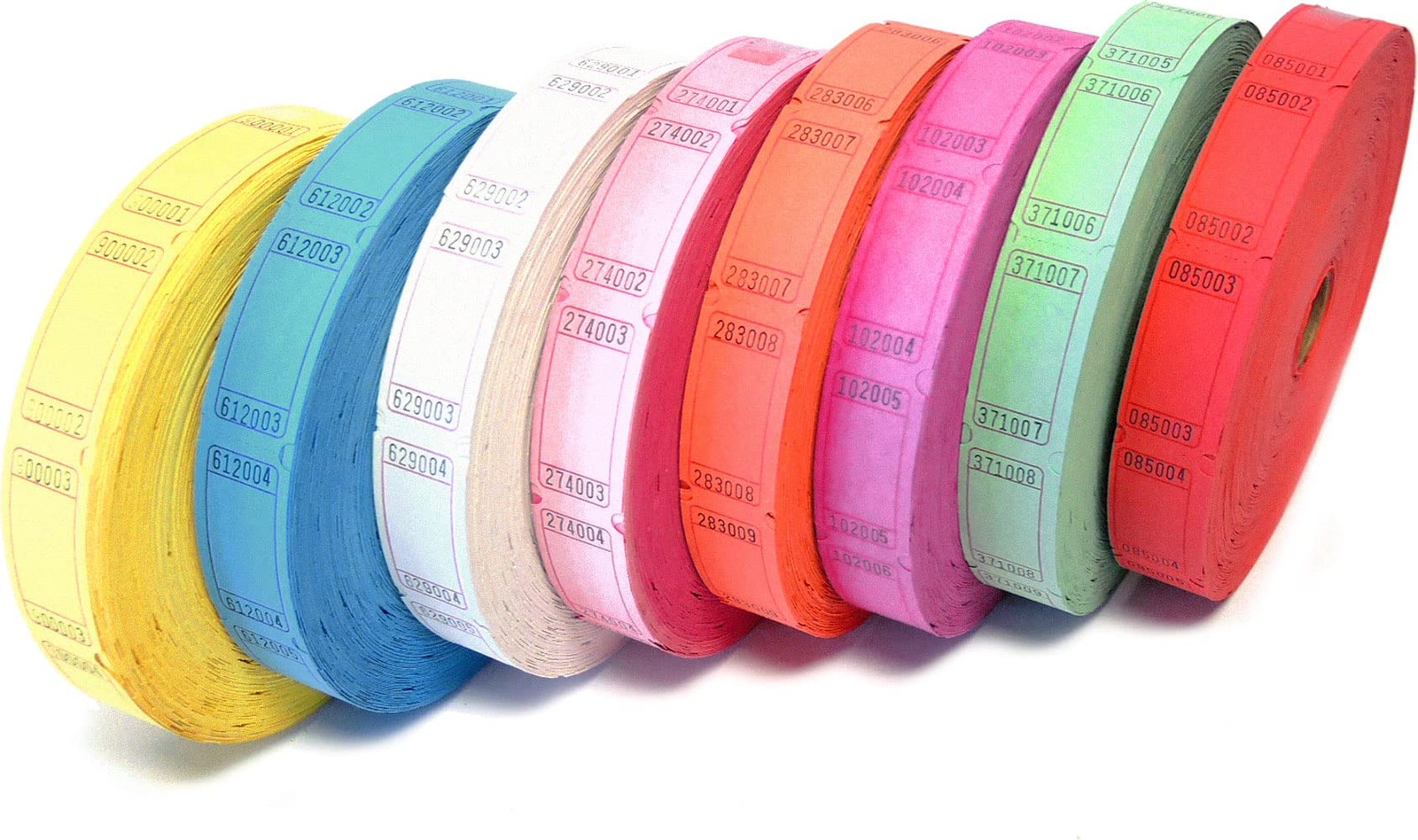 8 Pack Blank Roll Tickets – 2000 6 inches x 12 x 4 inches, Multicolor