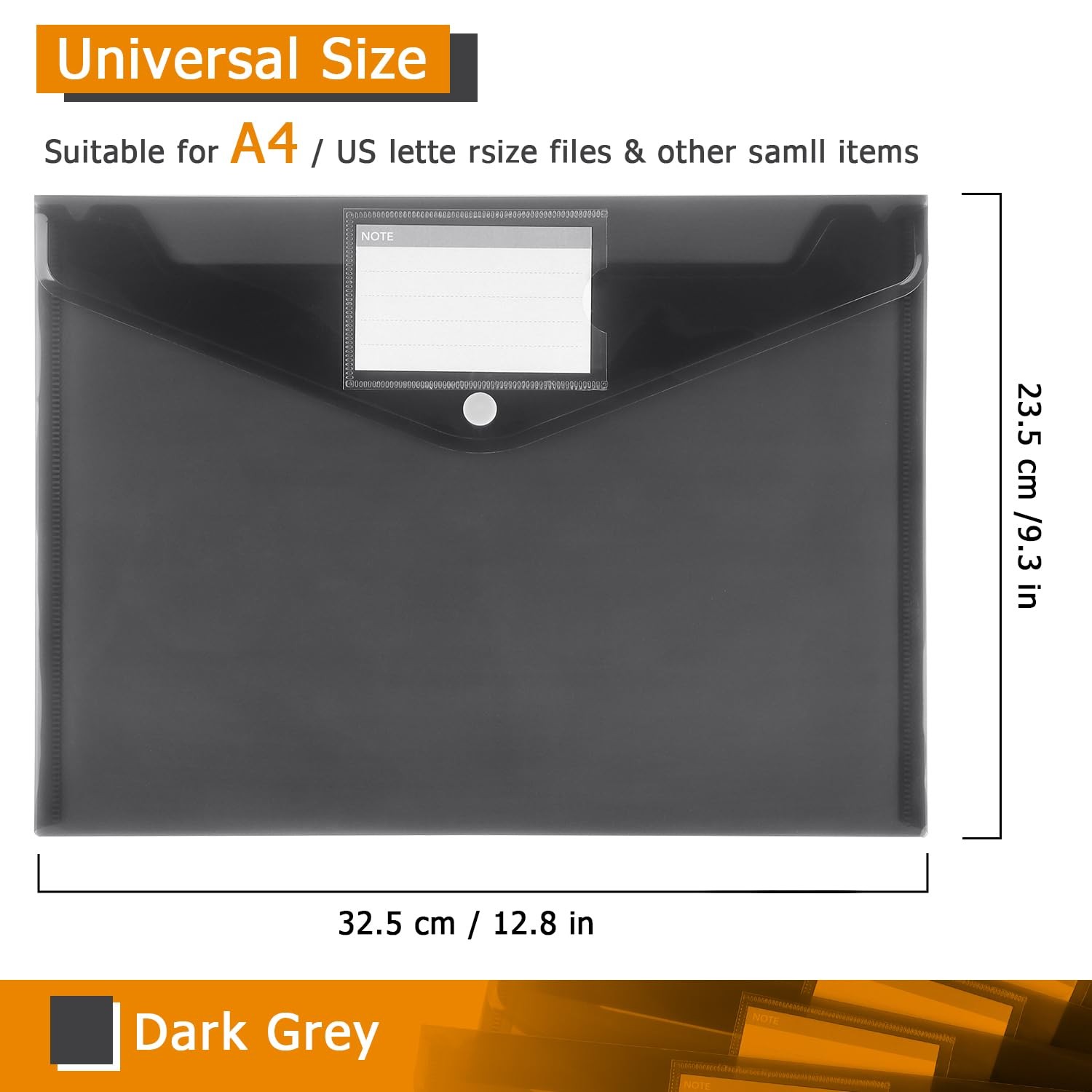 Tamaki 6 Pack Plastic Envelopes Poly Envelopes, Clear Document 6 Pack-black