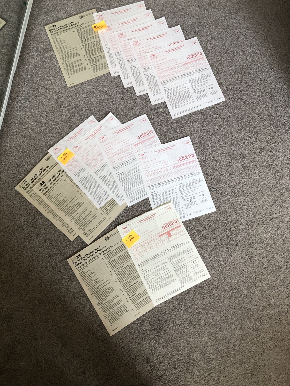IRS 1096 Tax Form 10-pack: Five 2021 + Four 2022 + One 2023 + 4Instruction Books