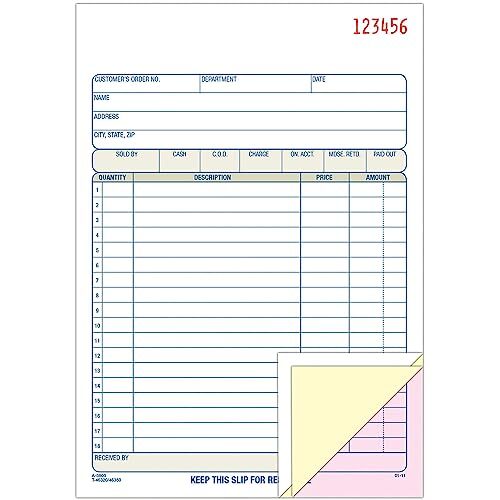 3-Part Carbonless, White/Canary/Pink, 5 1 Count (Pack of 1) Sales Order Book