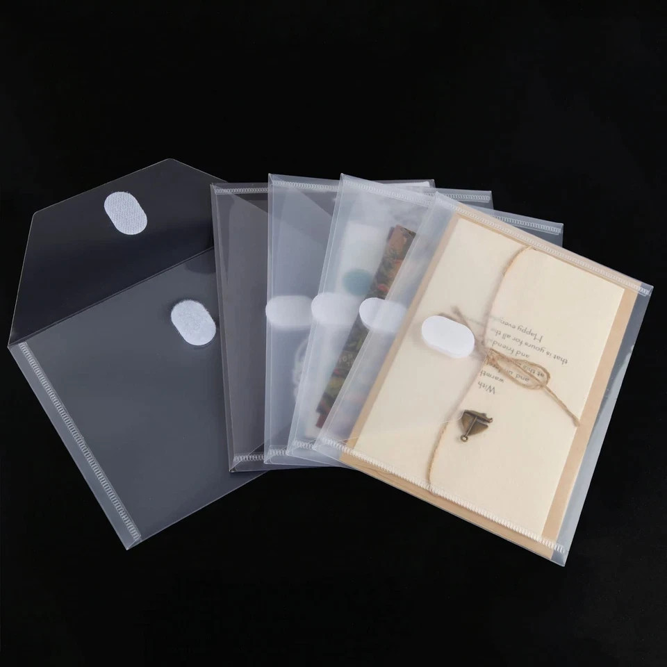 PLESIU Tatane 12 Packs Clear Plastic Small Envelope 5.5×7.5inch, Clear-12pcs