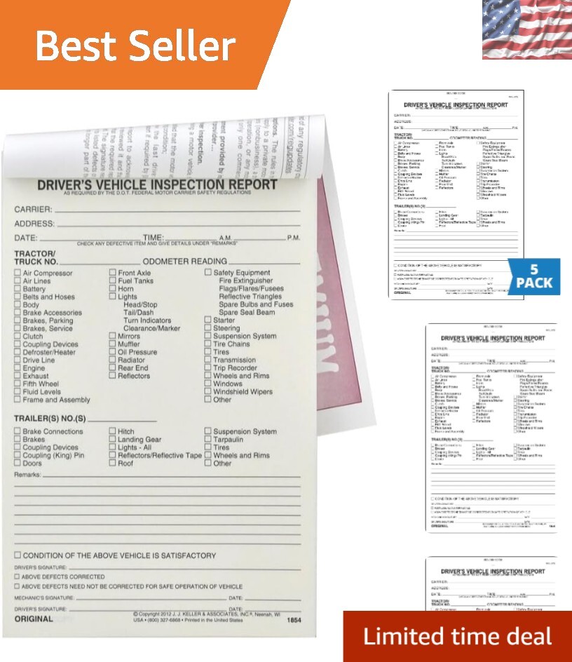 Detailed Vehicle Inspection Report Books – 5-Pack, DOT Compliant, Easy Checklist