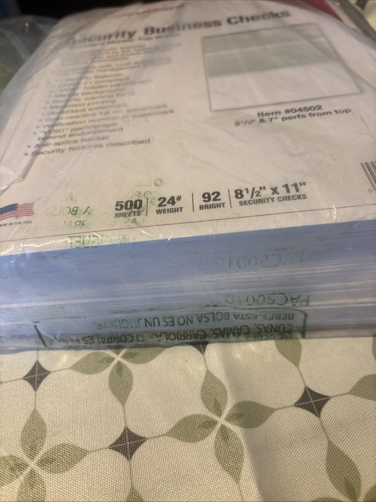 Docugard 04502 – Security Business Checks – Marble Top Green – 500 Sheets/Ream