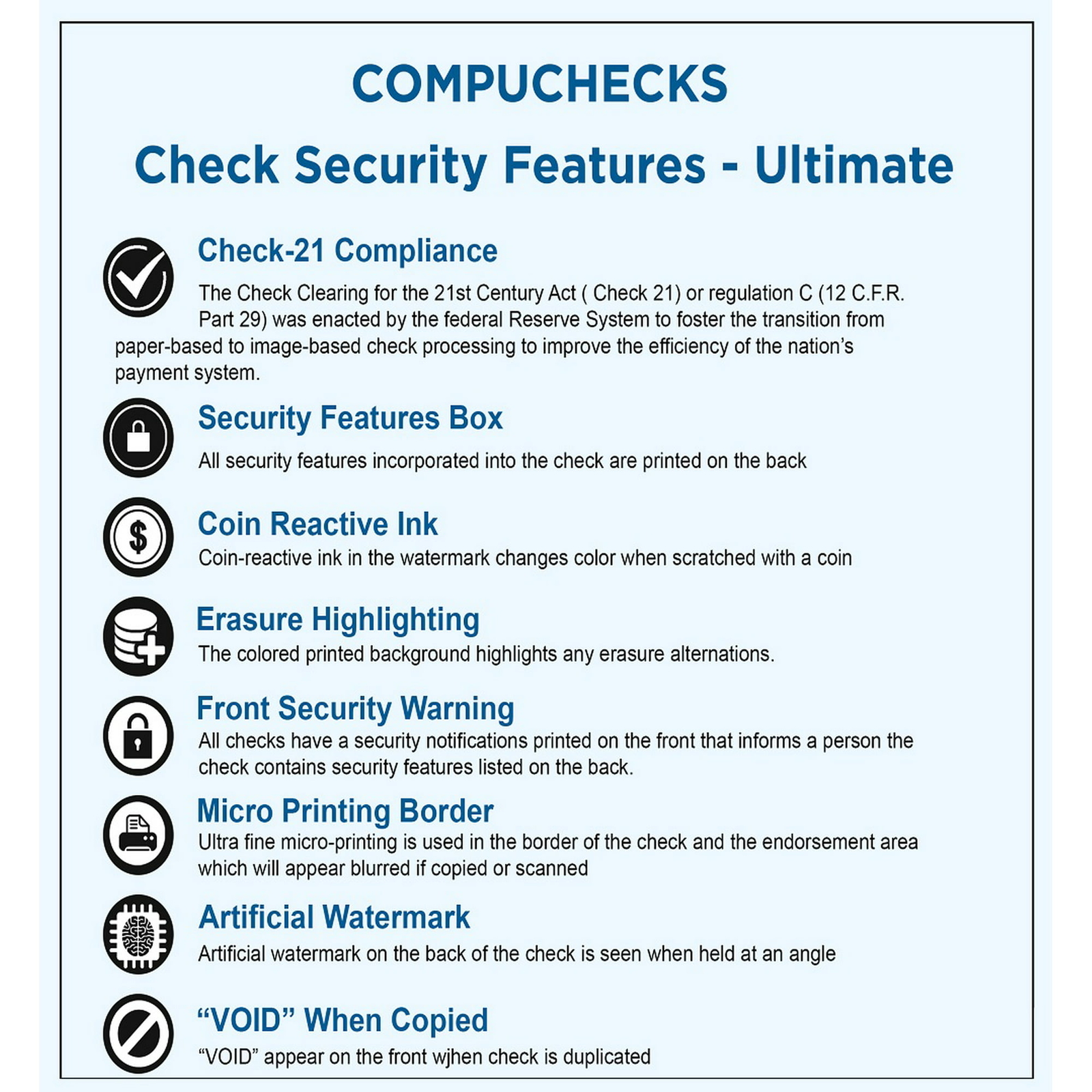 Compuchecks Blank Blue Marble Check on Top Standard Secruity Checks 54001 24#