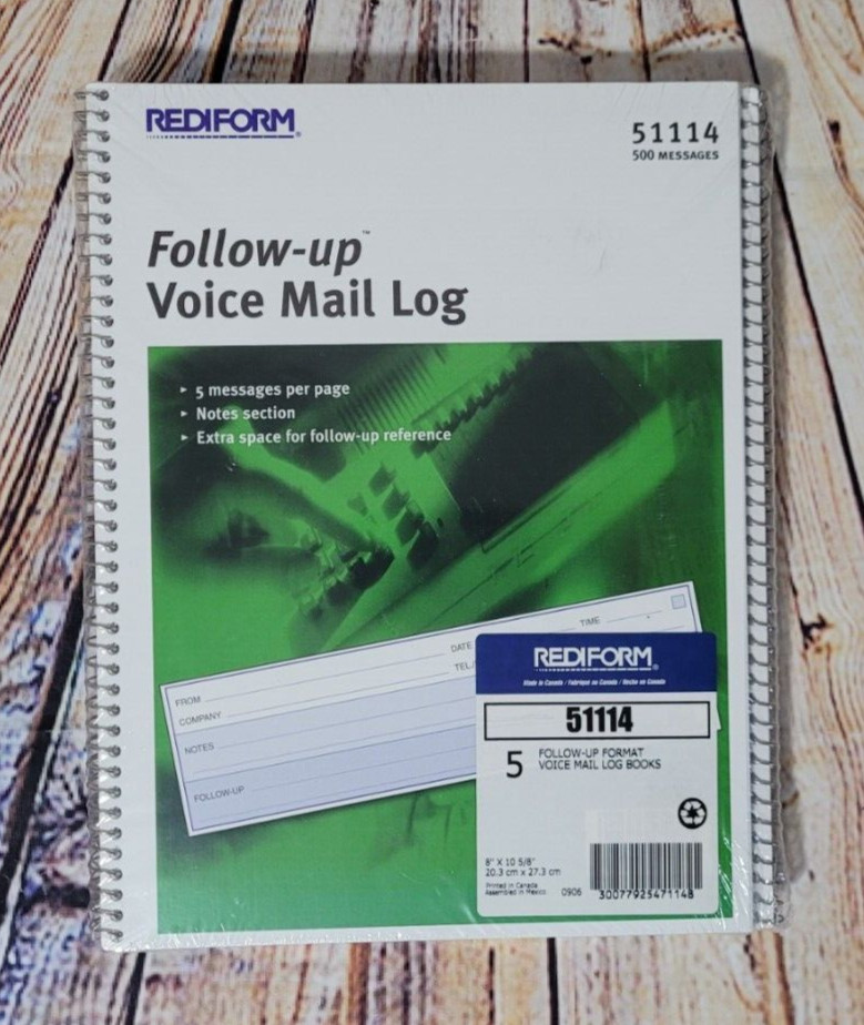 Rediform Follow-Up Voice Mail Log, 10.625″ x 8″, 500 Messages (51114), Set of 5