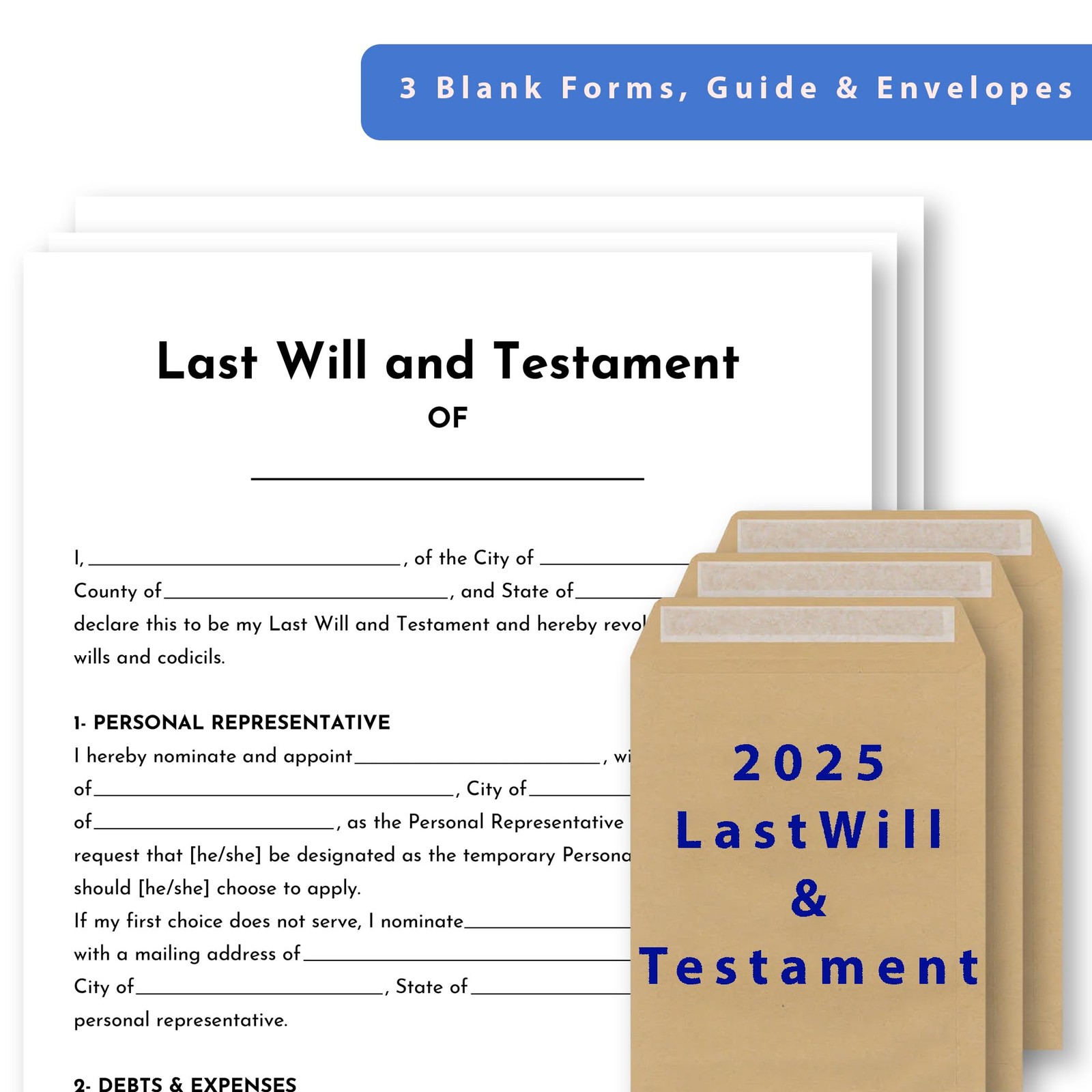 Last Will and Testament Kit 2026 – DIY Forms, Pre-Formatted Legal…