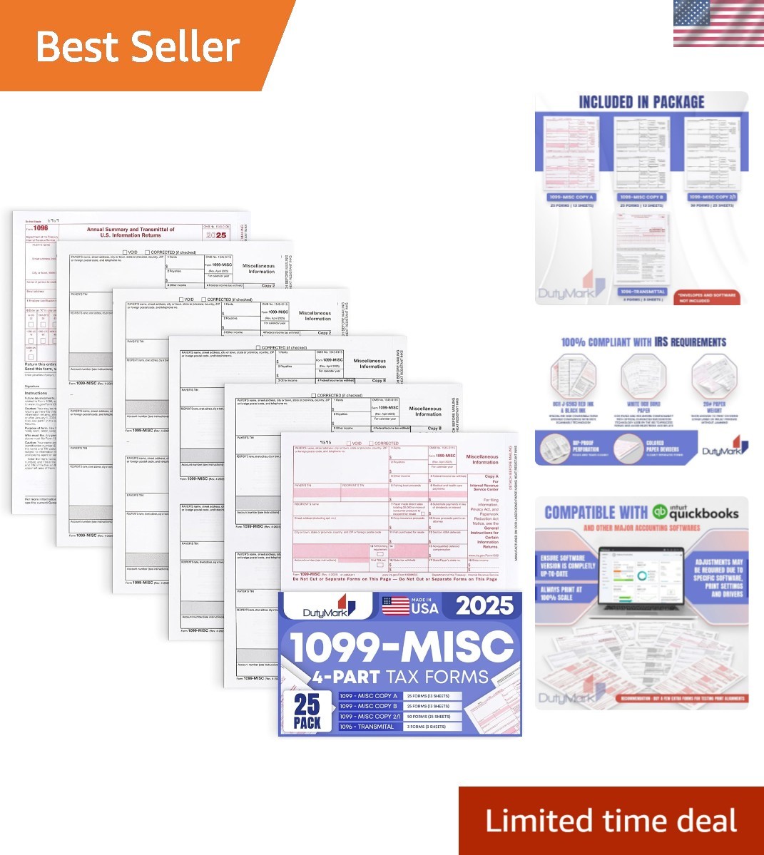 Essential 2025 1099 MISC Forms – 25 Set Tax Filing Kit for Small Business Owners