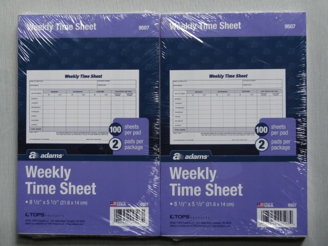 Lot of 2 Adams 9507 Weekly Time Sheet pads
