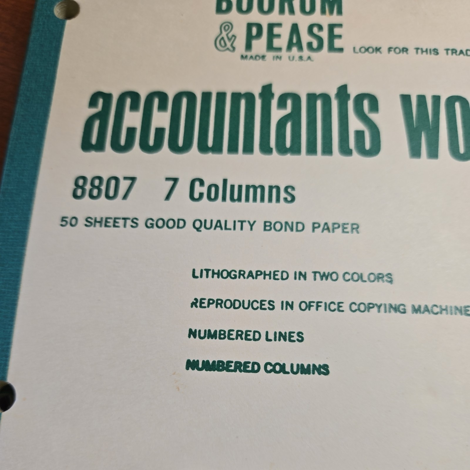 Boorum & Pease 8807 Accountants Work Sheet Pad 6 Columns 8.5×11 NEW VTG 10 Pads