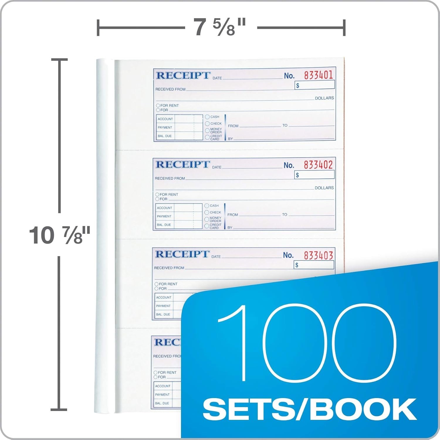 Adams Money and Rent Receipt Books, 3-Part Carbonless, 7-5/8″ x 10-7/8″, Bound 4