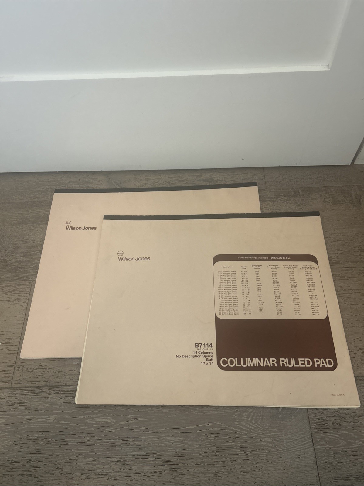 2 NOS Wilson Jones Columnar Ruled Pad B7114- 14 Columns Accounting Ledger