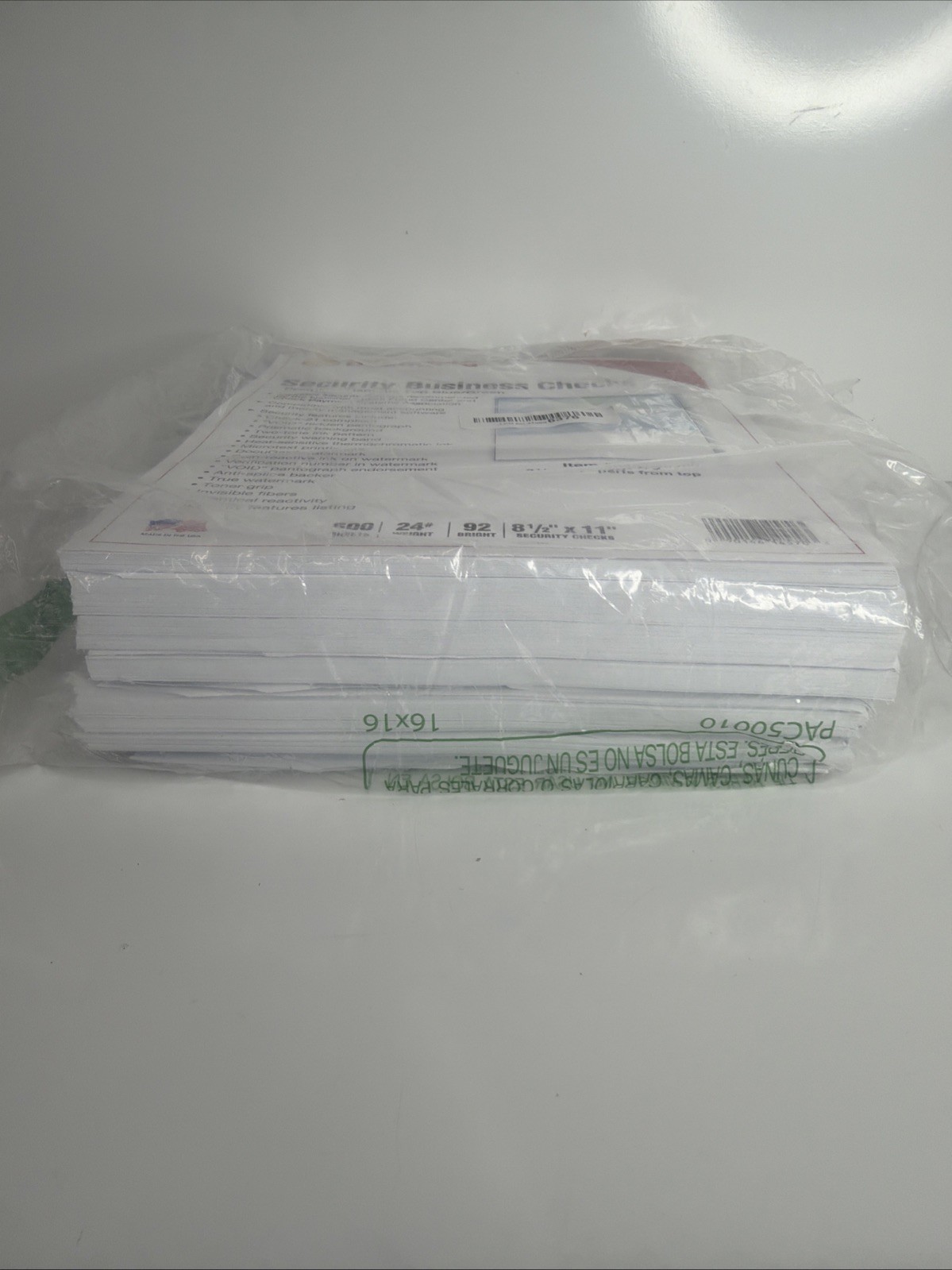 DocuGard Prismatic Business Checks 3/pg Blue Green 2500 Sheets 8.5×11