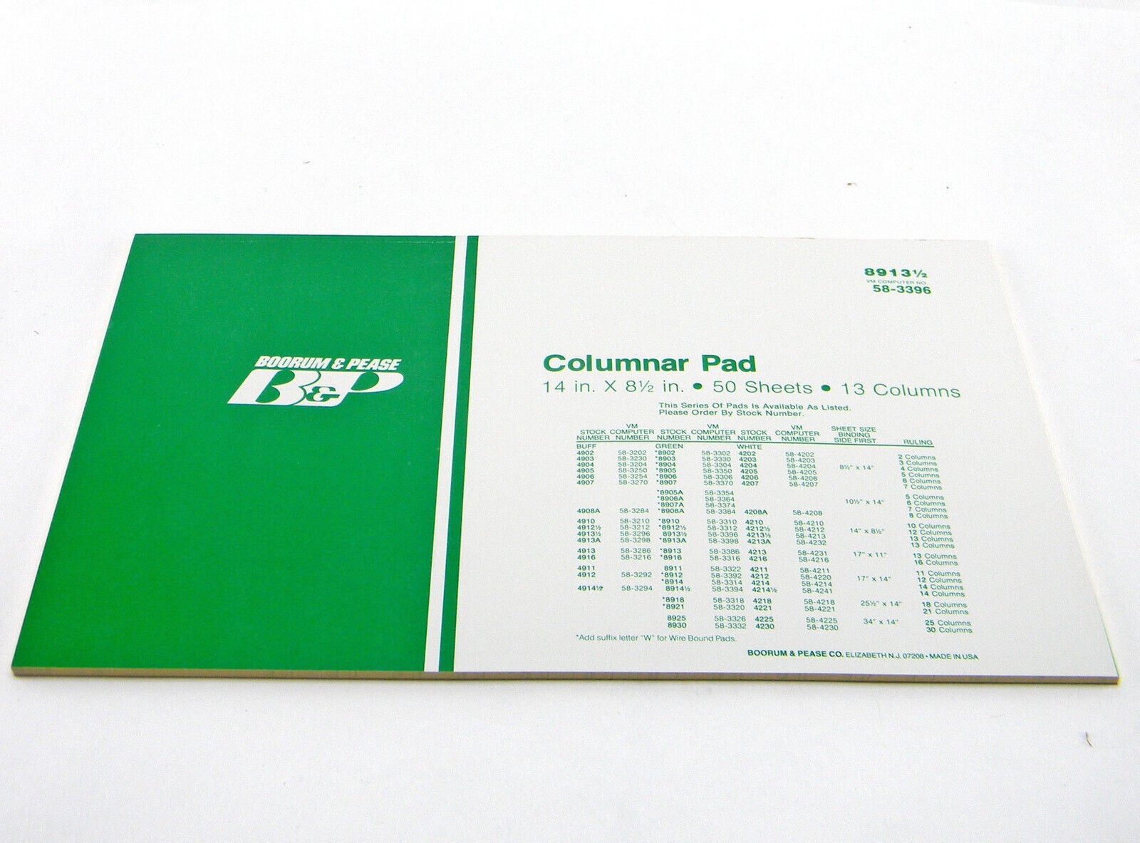 BOORUM & PEASE 8913 ACCOUNTING COLUMNAR PAD 50 SHEETS 13 COLUMNS 14″ x 8.5″