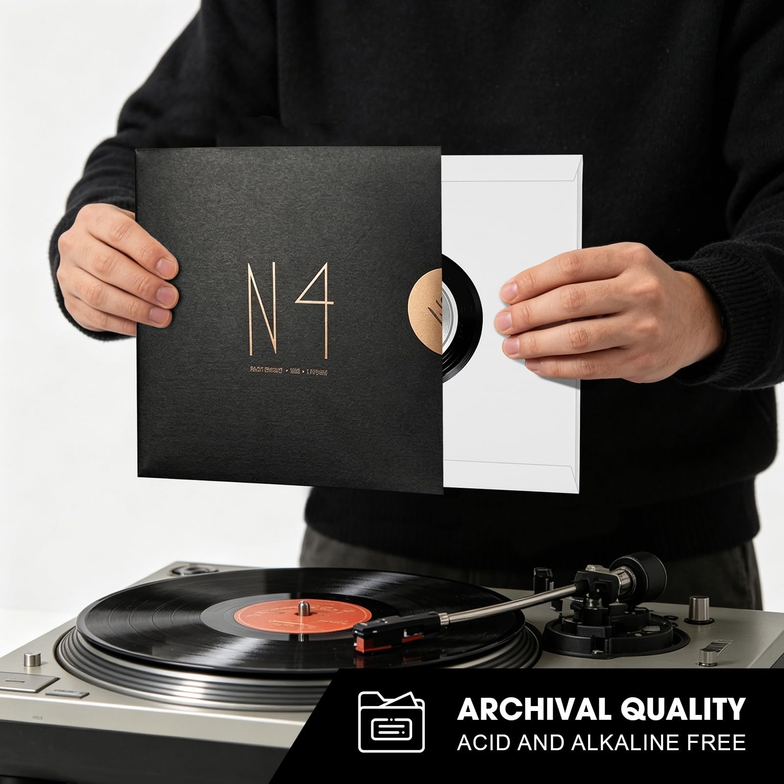100PCS 7-Inch Vinyl Record Inner Sleeves, Premium White Paper
