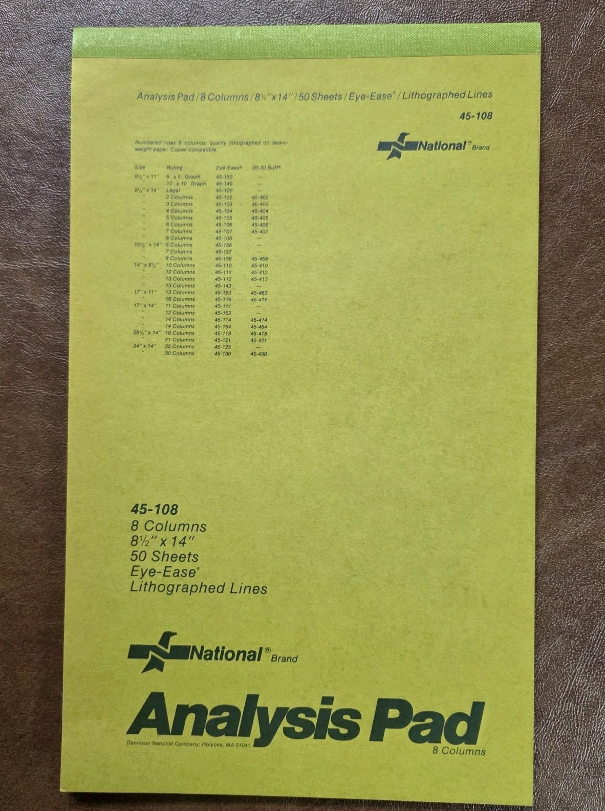National Brand Eye-Easy Analysis Pad 8 Columns 50 Sheet 8.5×14″ Accounting