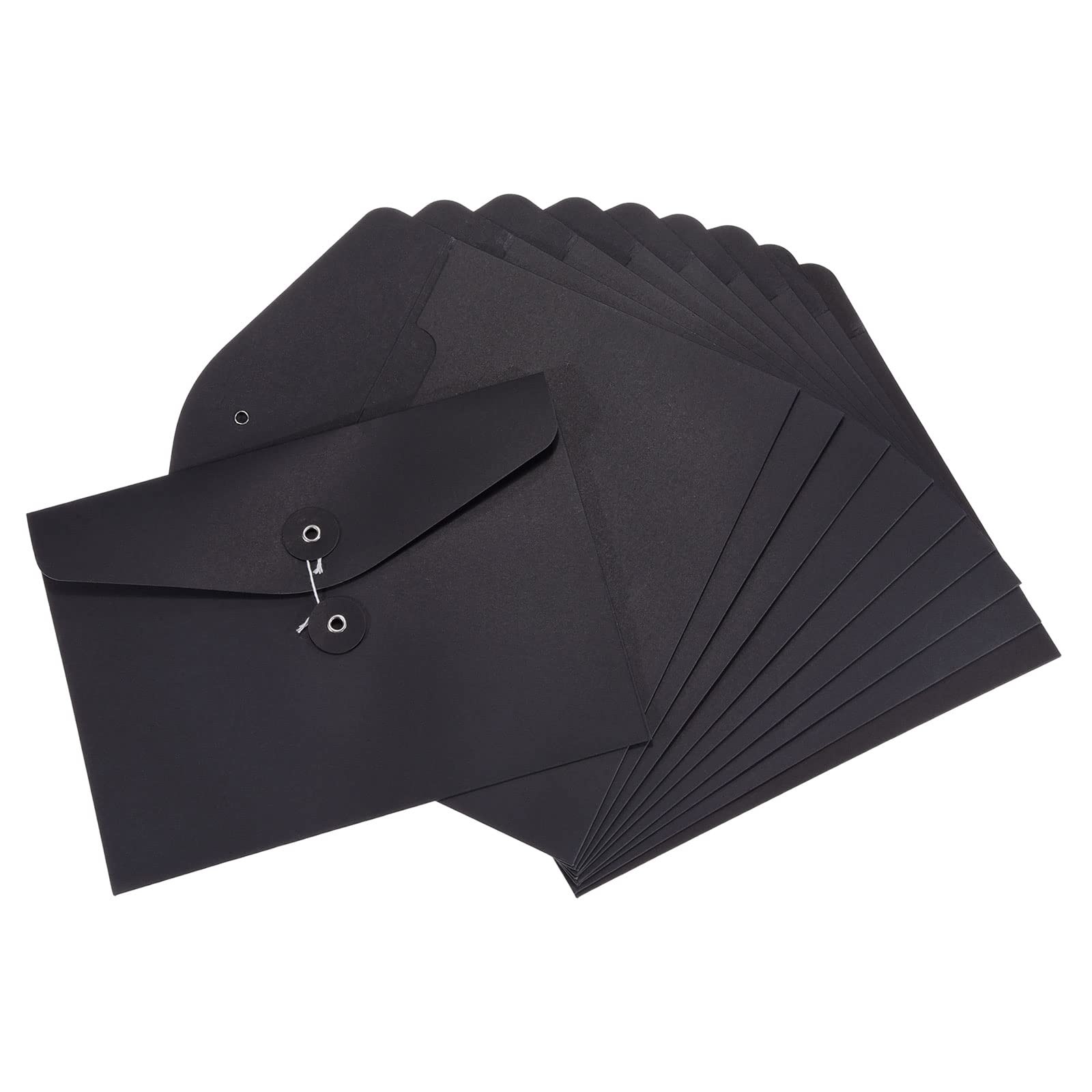 PATIKIL String Envelope File Folders 10 Pack A5 Size Document Medium, Black