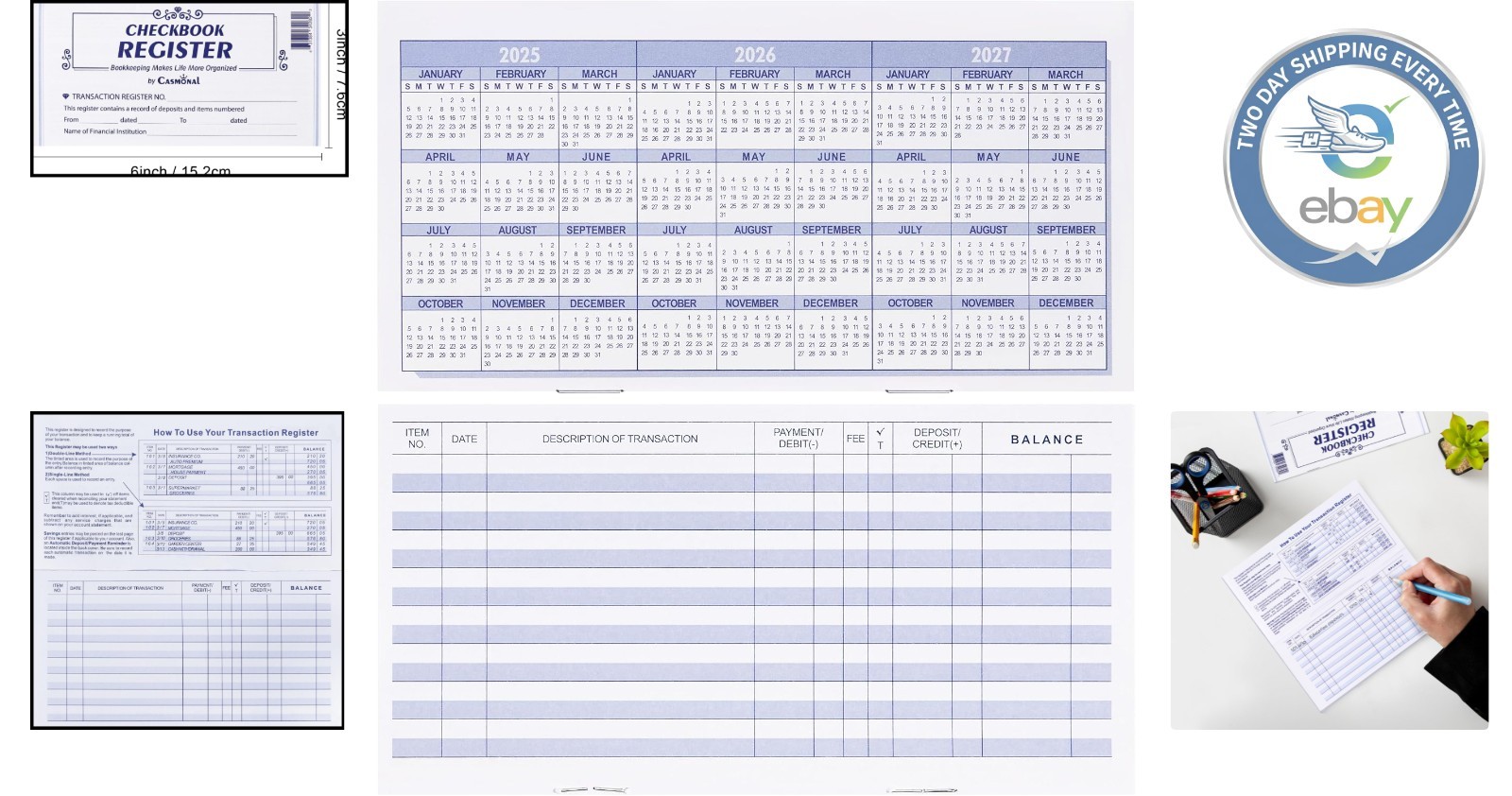 Sturdy 20 Pack Check Register for Simplifying Personal & Business Transactions