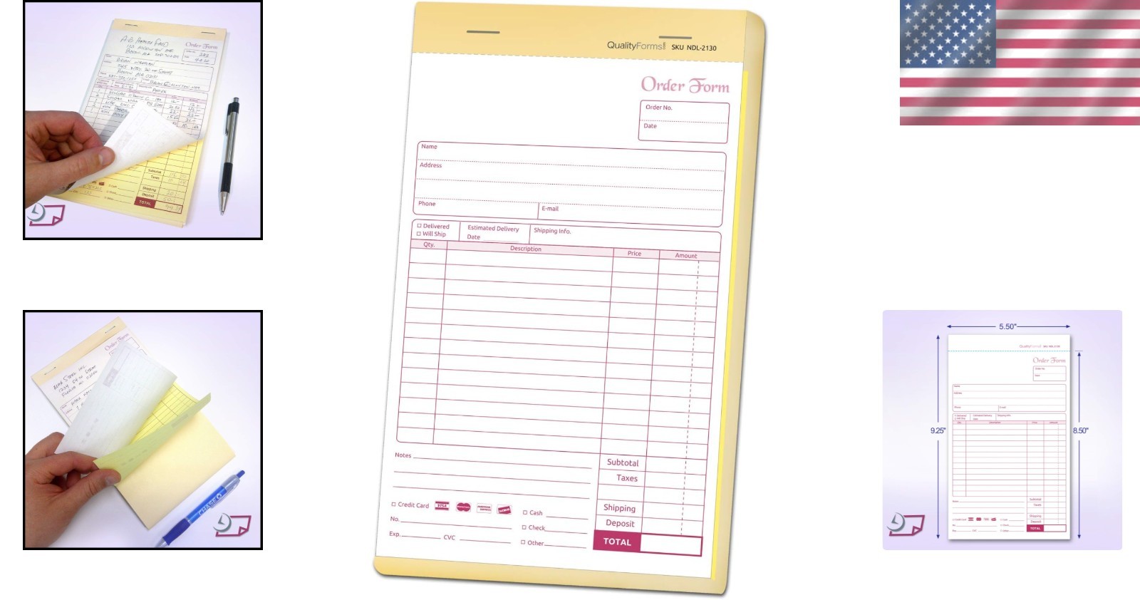 Wraparound NCR Order Forms – 50 Carbonless Sets, Perfect for Customer Orders