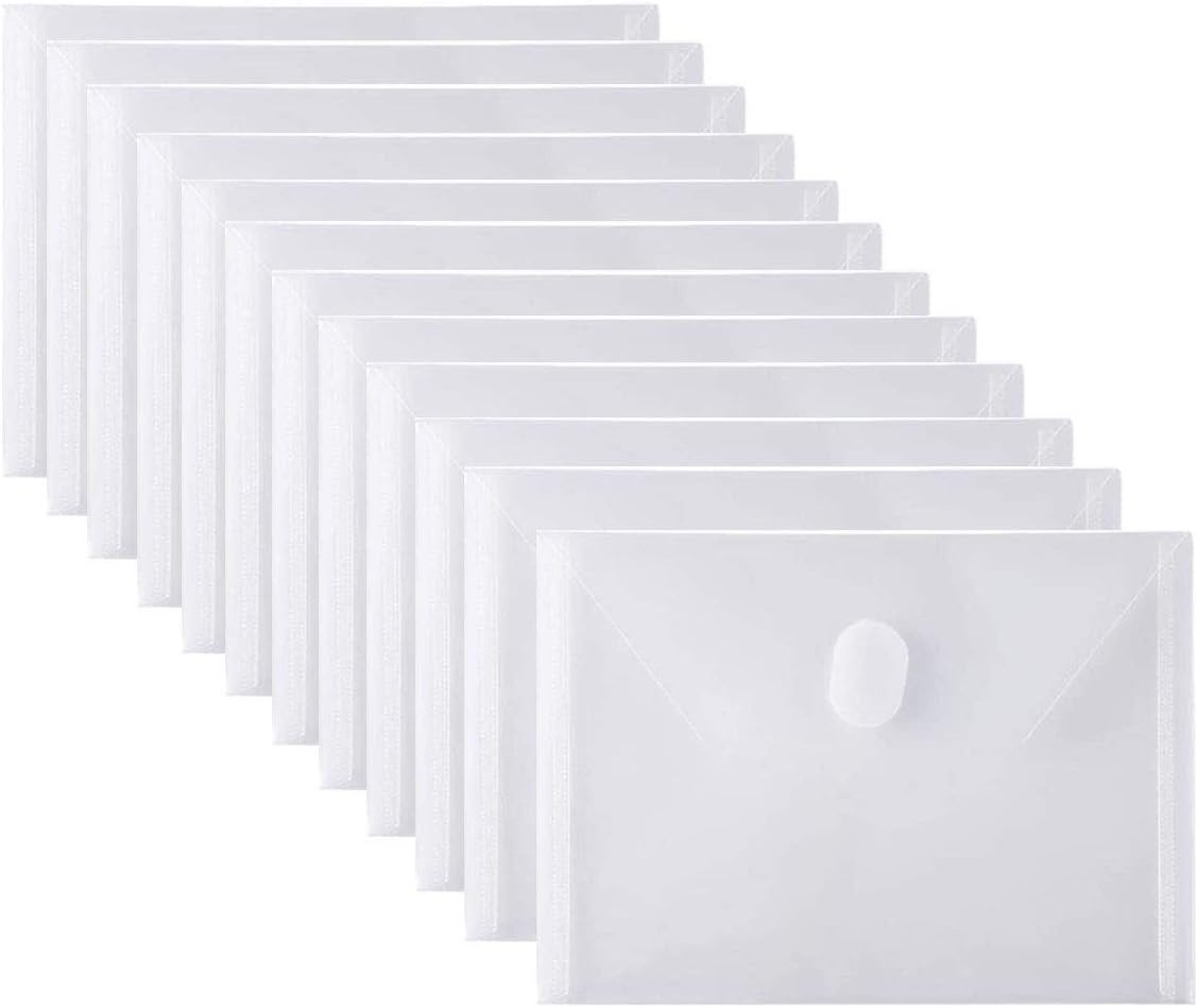 PLESIU Tatane 12 Packs Clear Plastic Small Envelope 5.5×7.5inch, Clear-12pcs