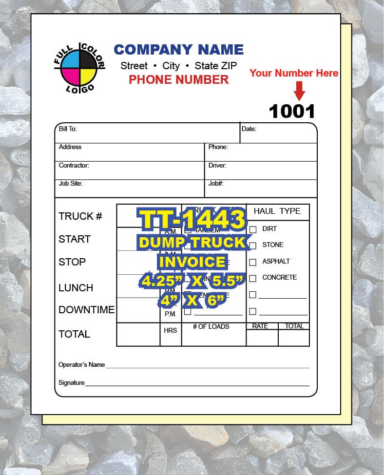 TRUCKING COMPANY LOAD HAUL TICKETS Carbonless Sets and Books