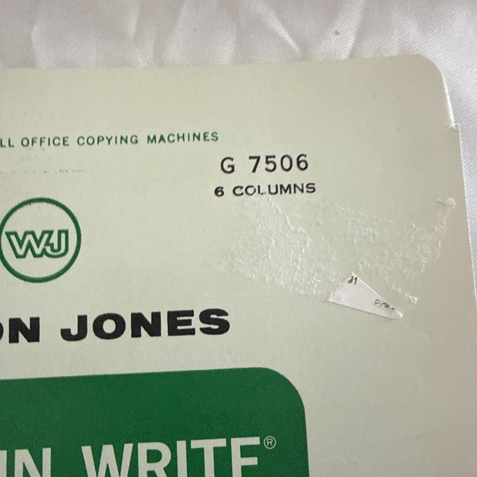 VTG 1967 Wilson Jones Column Write Columnar Pad 6 Columns 11×8 1/2″ Green G7506