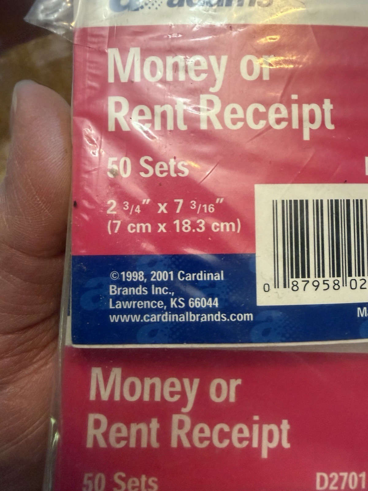 Vintage Adams Money/Rent 2 Part Receipt Book 4 Pack (4 X 50) D2701 NEW Open Pack