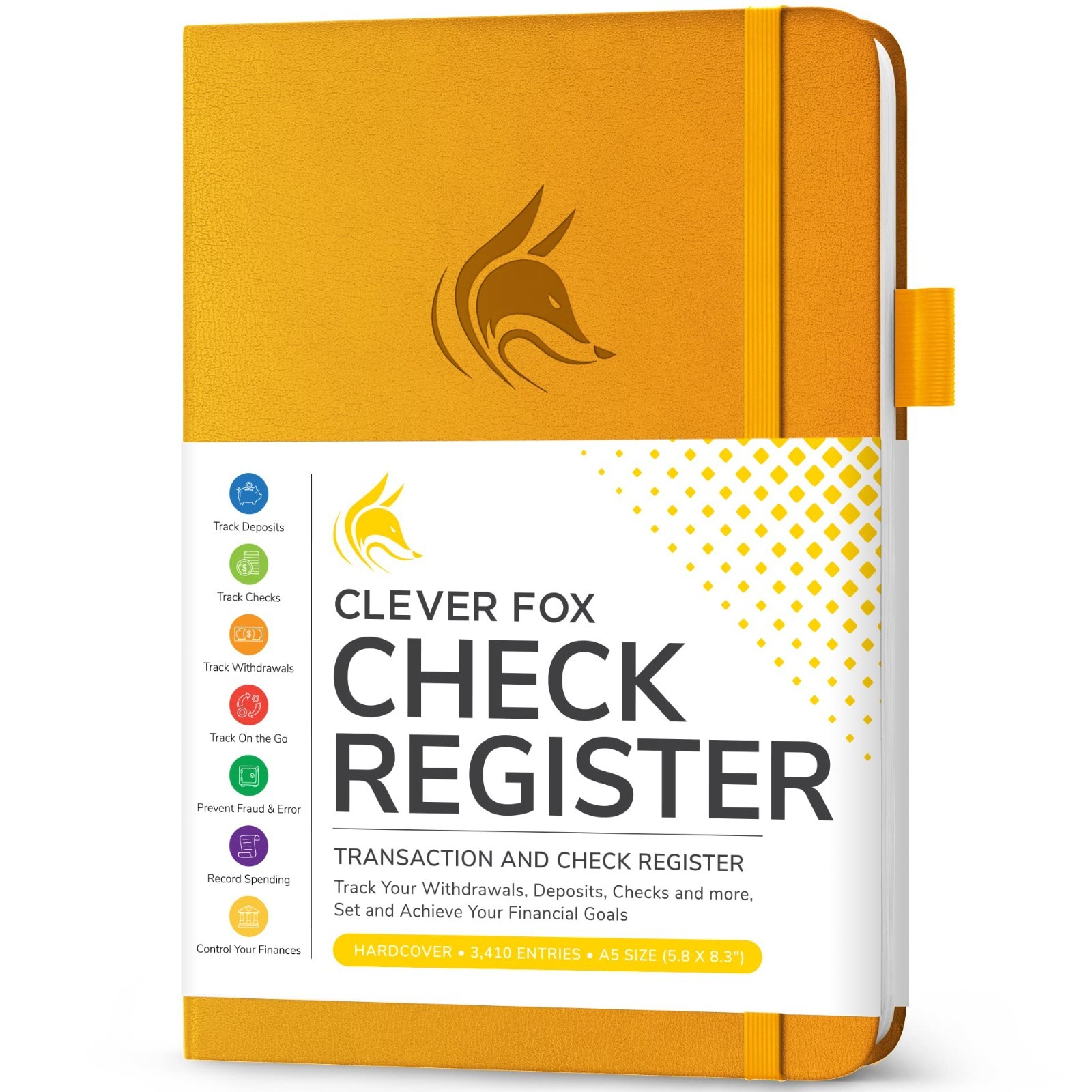 Deluxe Check Register Book – A5 Hardcover Accounting Ledger & Transaction Log –