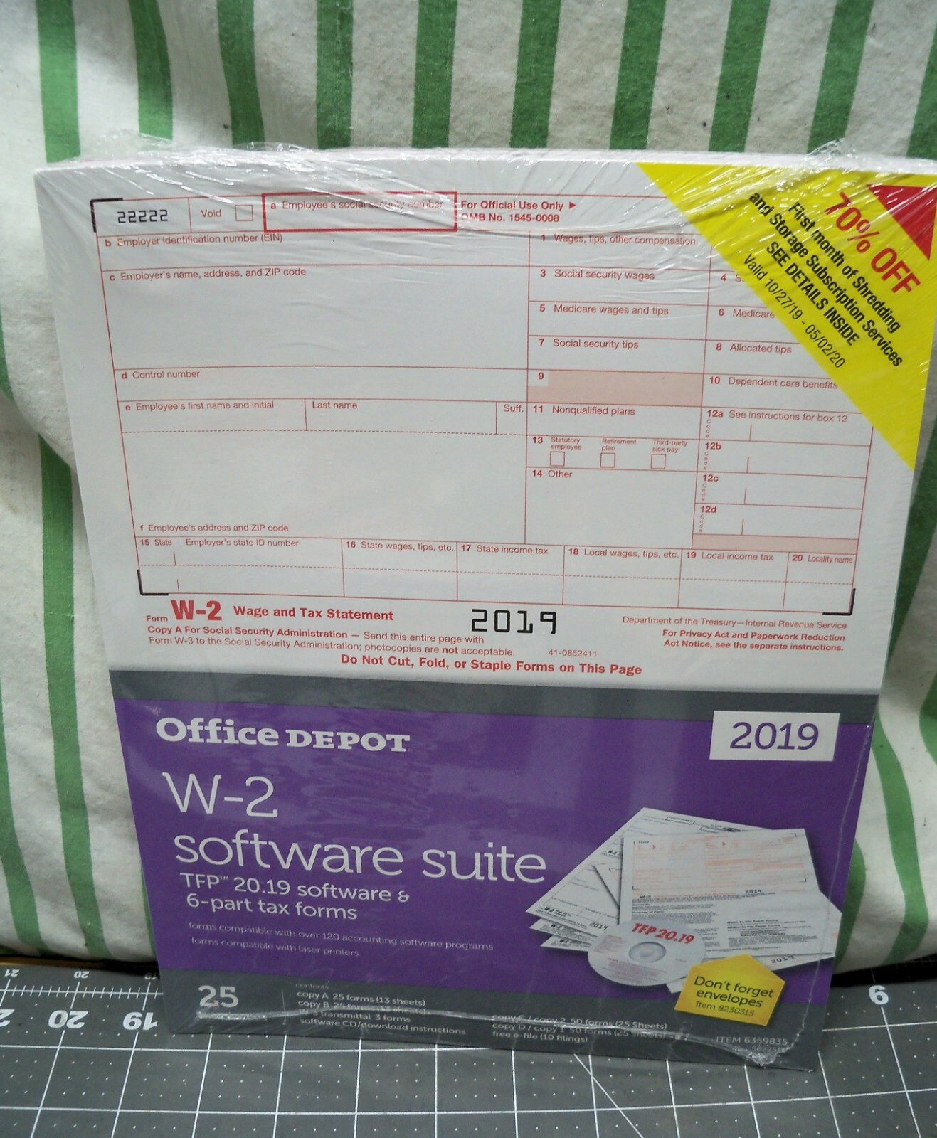 Office Depot W-2 Software Suite 2019 2-Up 6-Part 25 Pk Laser Tax Form Staples W2