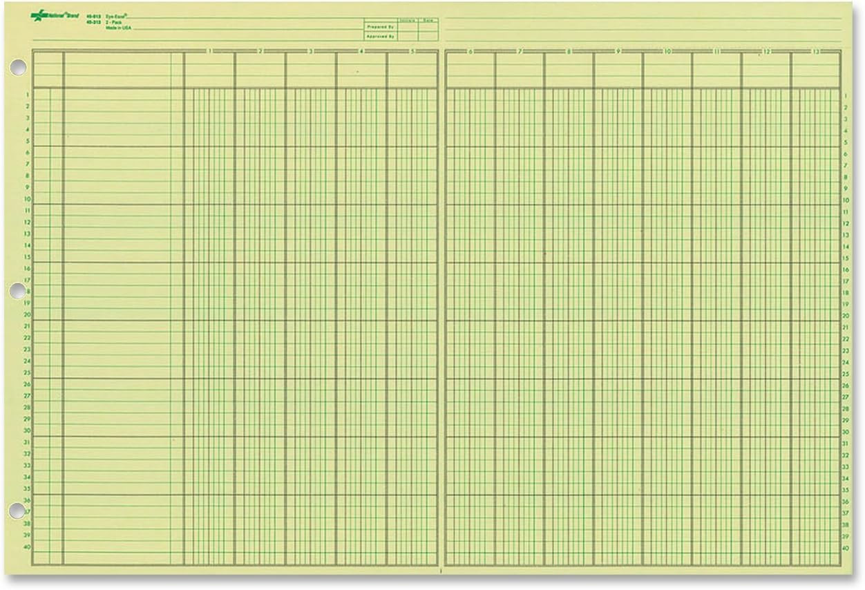 Analysis Pad, 13 Columns, Green Eye-Ease Paper, Numbered Lines, Side-Punched,…