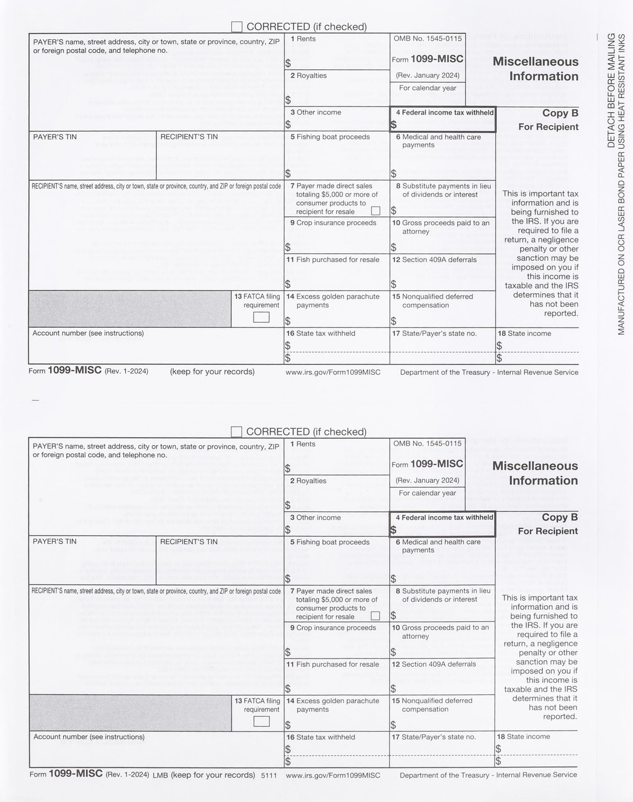 1099 MISC Forms 2023, 5 Part Set, Kit For 25 Vendors Complete Laser 1099 Tax …