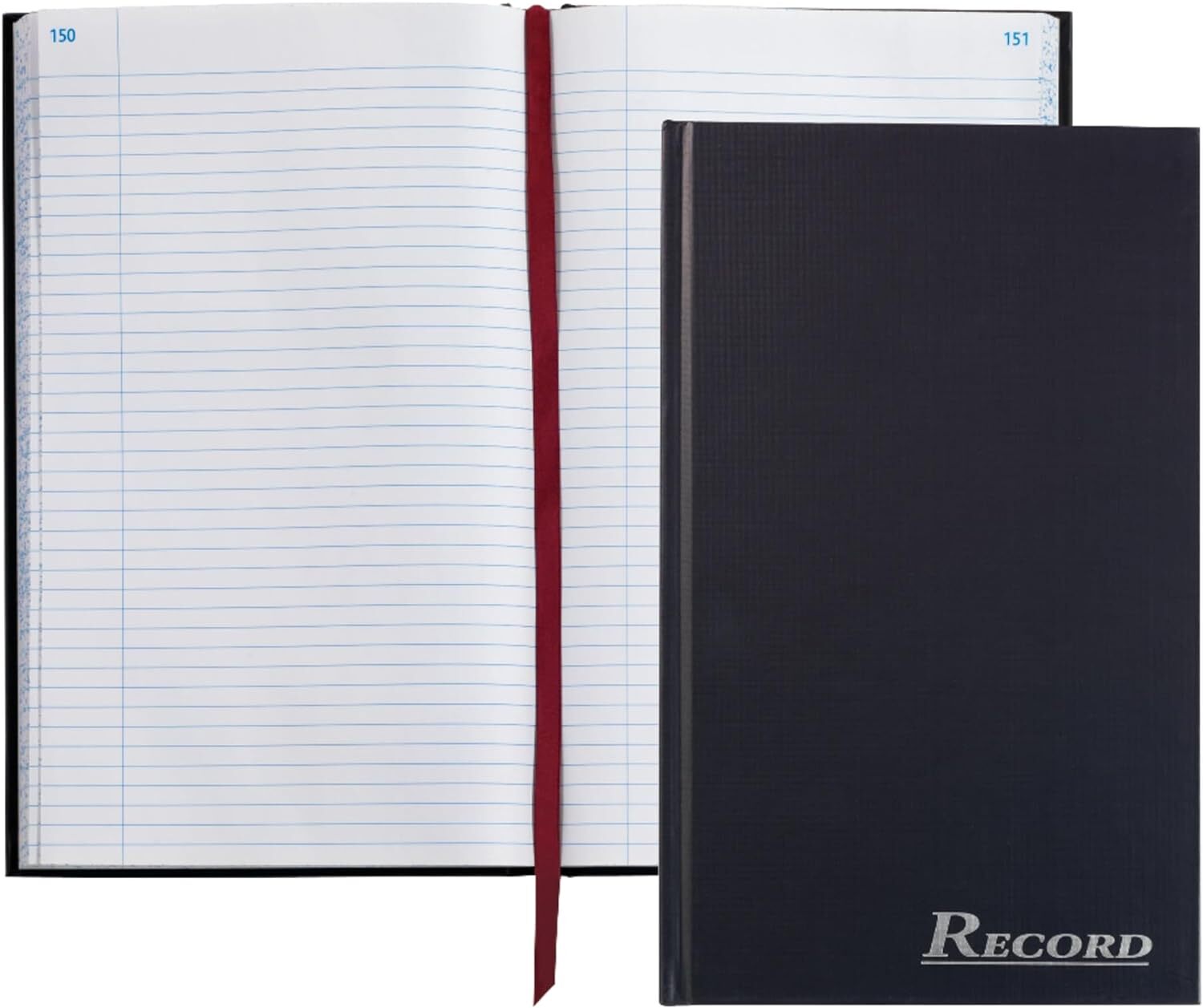 Adams Glossy Hardbound Journal 300 Numbered Pages Navy with Ribbon 7.5×12.25